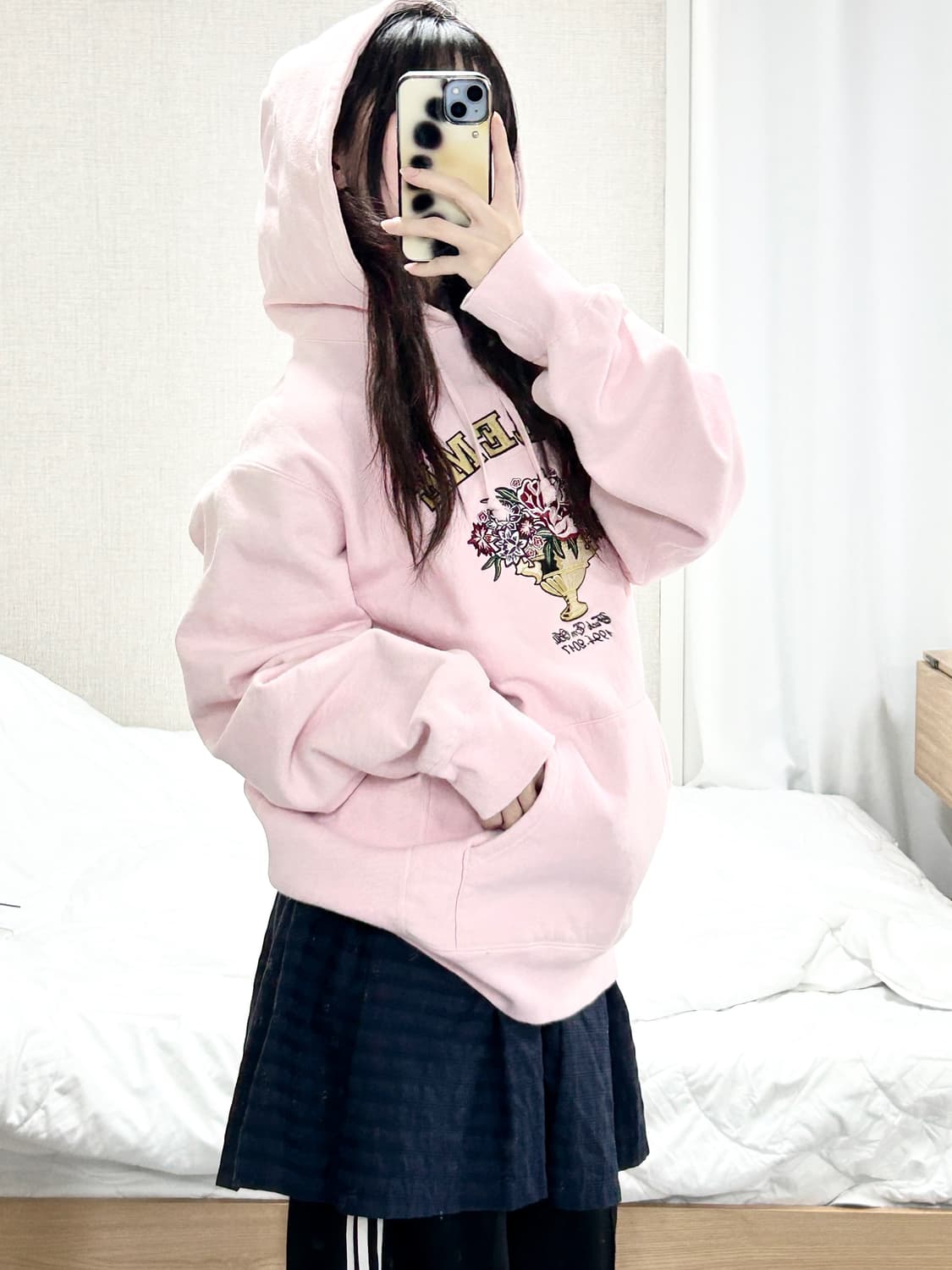 슈프림 17FW 센터피스 뮤트핑크 후드 상품이미지2