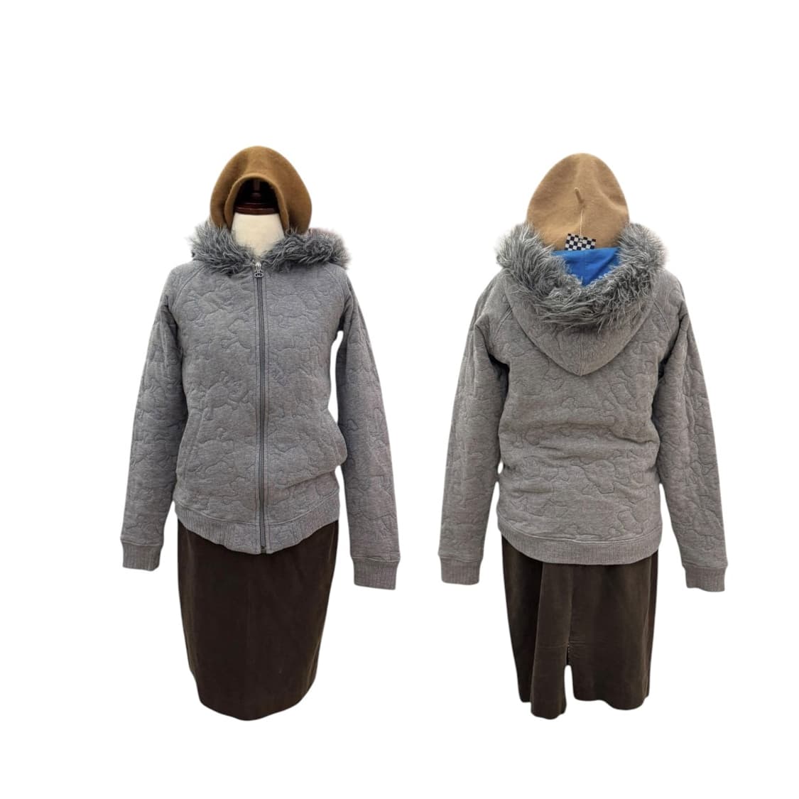 스투시 걸즈 스컬 패디드 퍼 자켓 그레이 상품이미지9