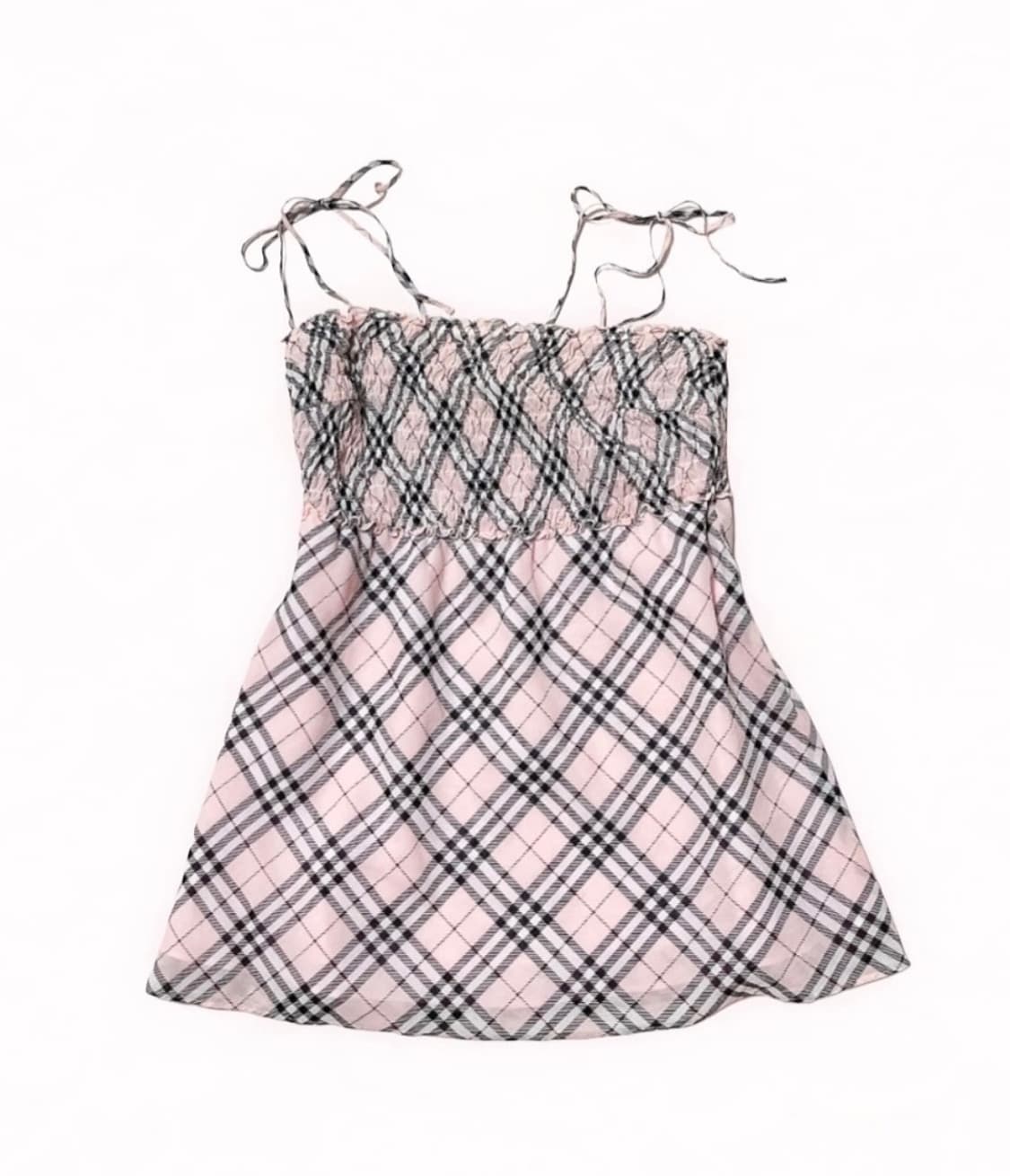 빈티지 버버리 블루라벨 노바체크 딸기우유 핑크 나시 슬리브리스 상품이미지1