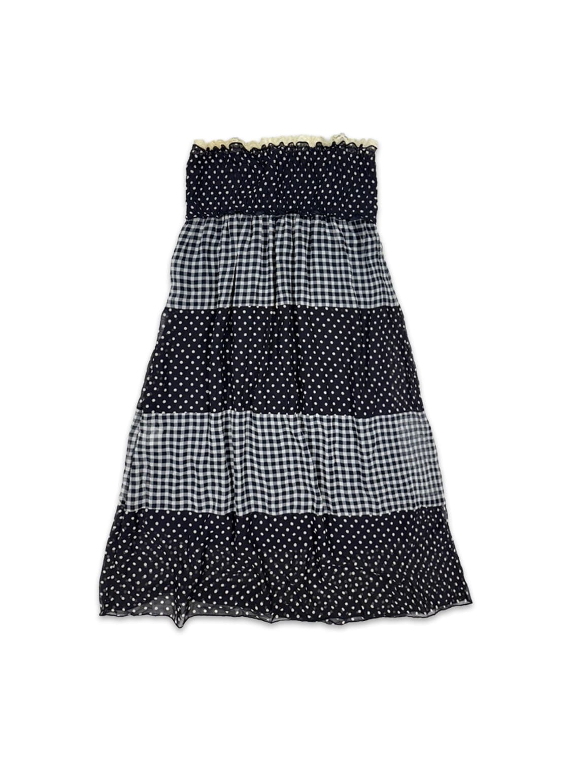 빈티지 네이비 도트 2way 원피스 스커트 상품이미지4