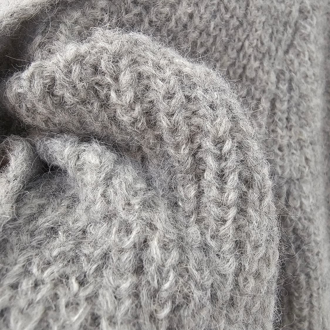 페루산 고급 알파카 후드 니트 그레이 가디건 상품이미지8