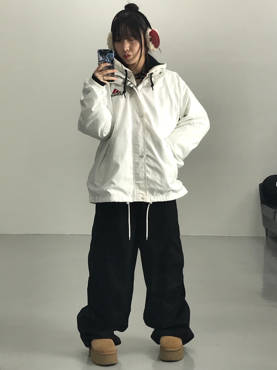 90's 아디다스 올드스쿨 백로고 화이트 바람막이 상품이미지3