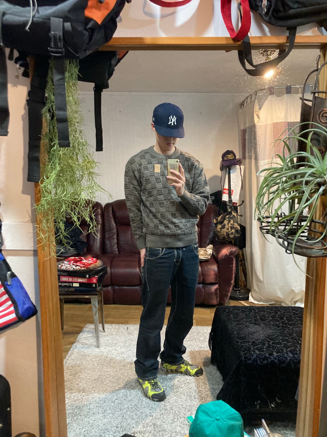 JPN vtg 스퀘어 패턴 니트 상품이미지2