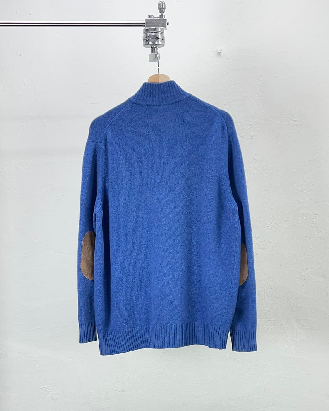 버버리 스카이 블루 캐시미어 울 혼방 엘보패치 풀집업 니트 자켓 상품이미지6