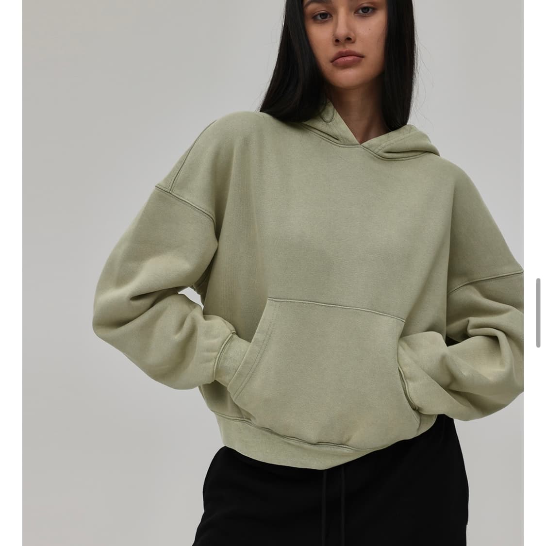 블랙업 B-BASIC 헤비스웨트 솔트워싱 후드 카키베이지 상품이미지2