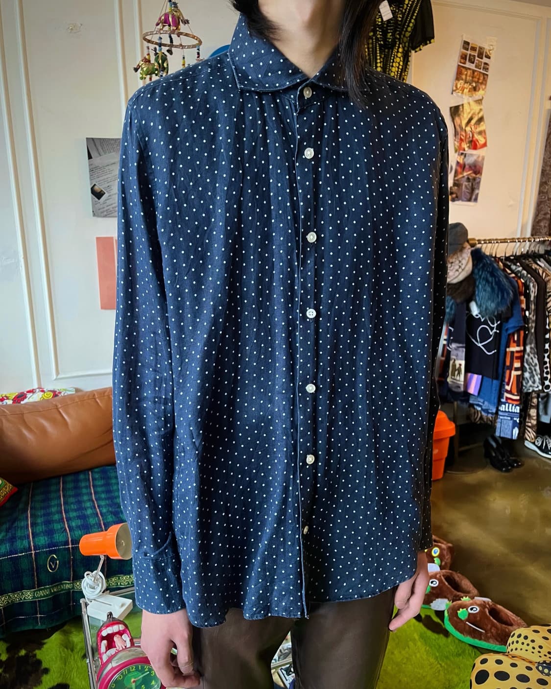 BEAMS Heart Dot Pattern Linen Shirt 상품이미지2