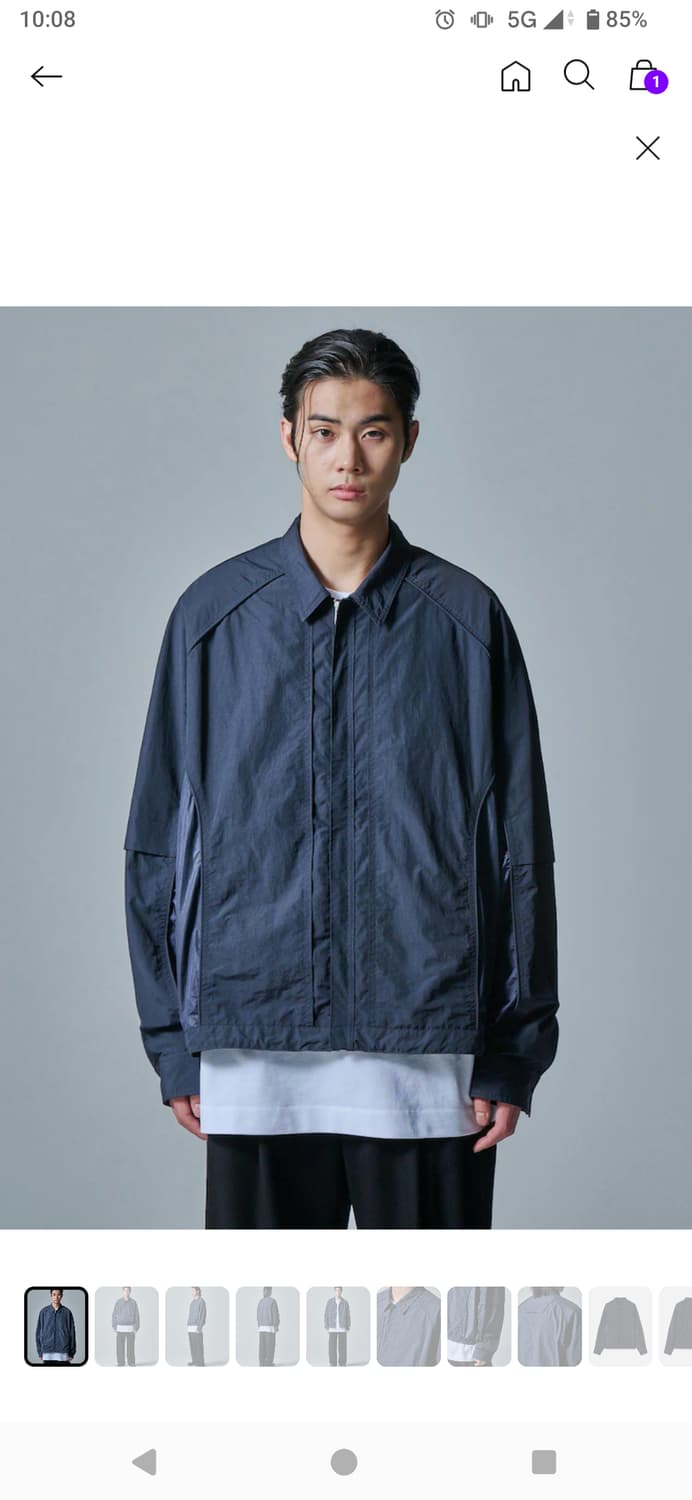 [48] 준지 24FW 더블 나일론 집업 셔츠 자켓 - 그레이 상품이미지3