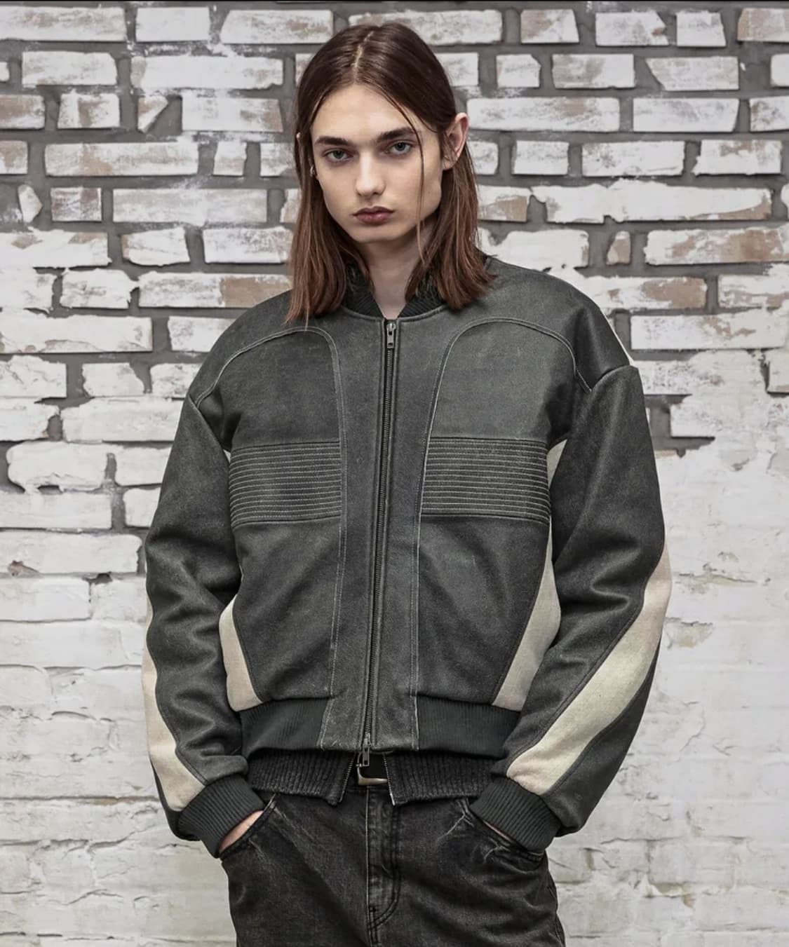 엘무드 스트릿 레이서 카우하이드 레더 자켓 그래파이트 48 상품이미지1