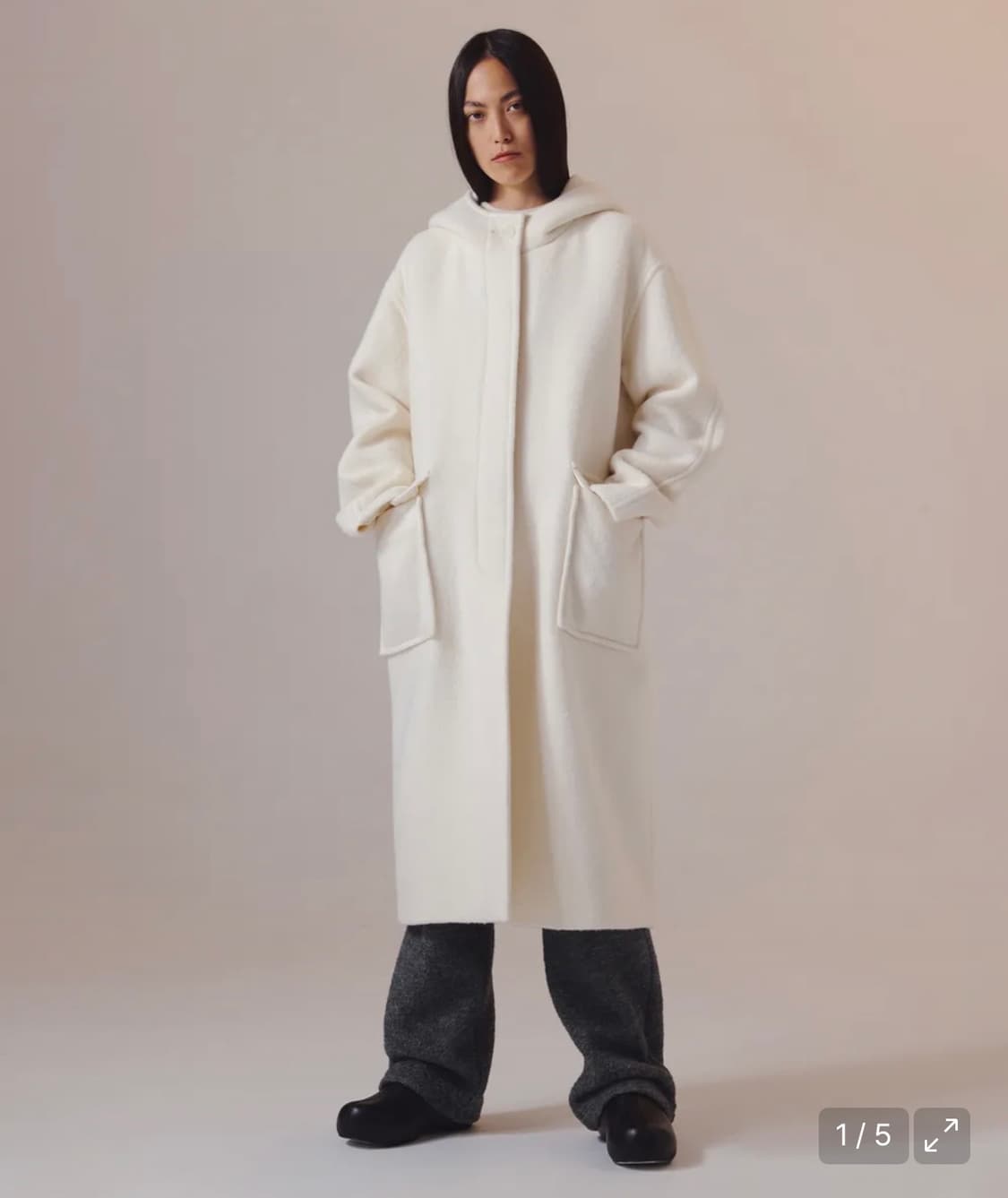 인사일런스 알파카 후드코트 m 아이보리 우먼 상품이미지1