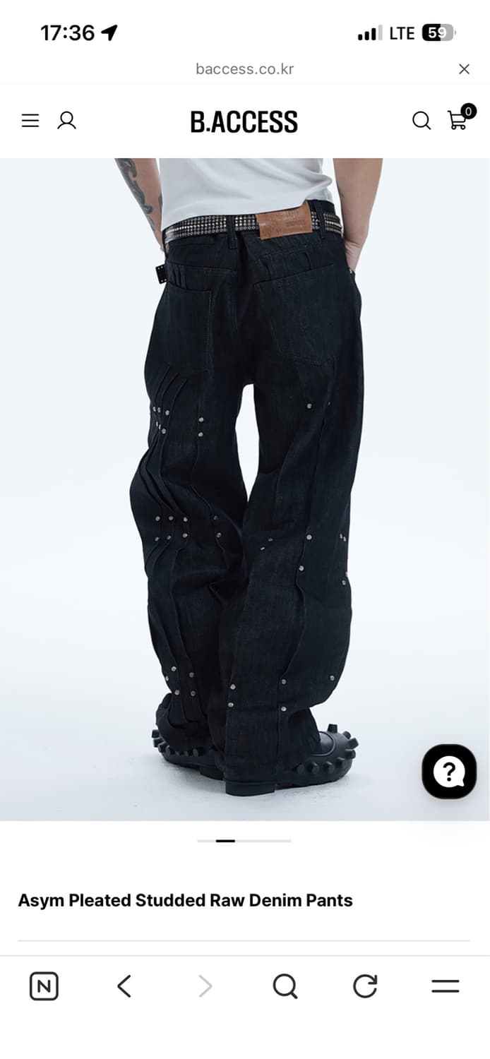 Asym Pleated Studded Raw Denim Pants 상품이미지2