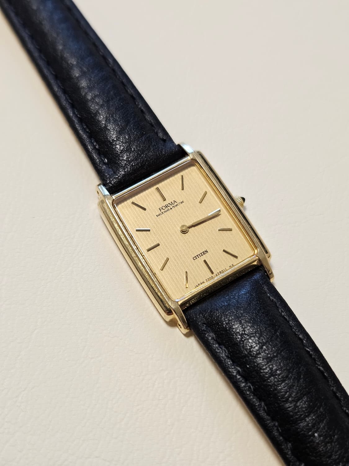빈티지 시티즌 Forma 금장 사각 가죽 시계(여성용) 상품이미지1