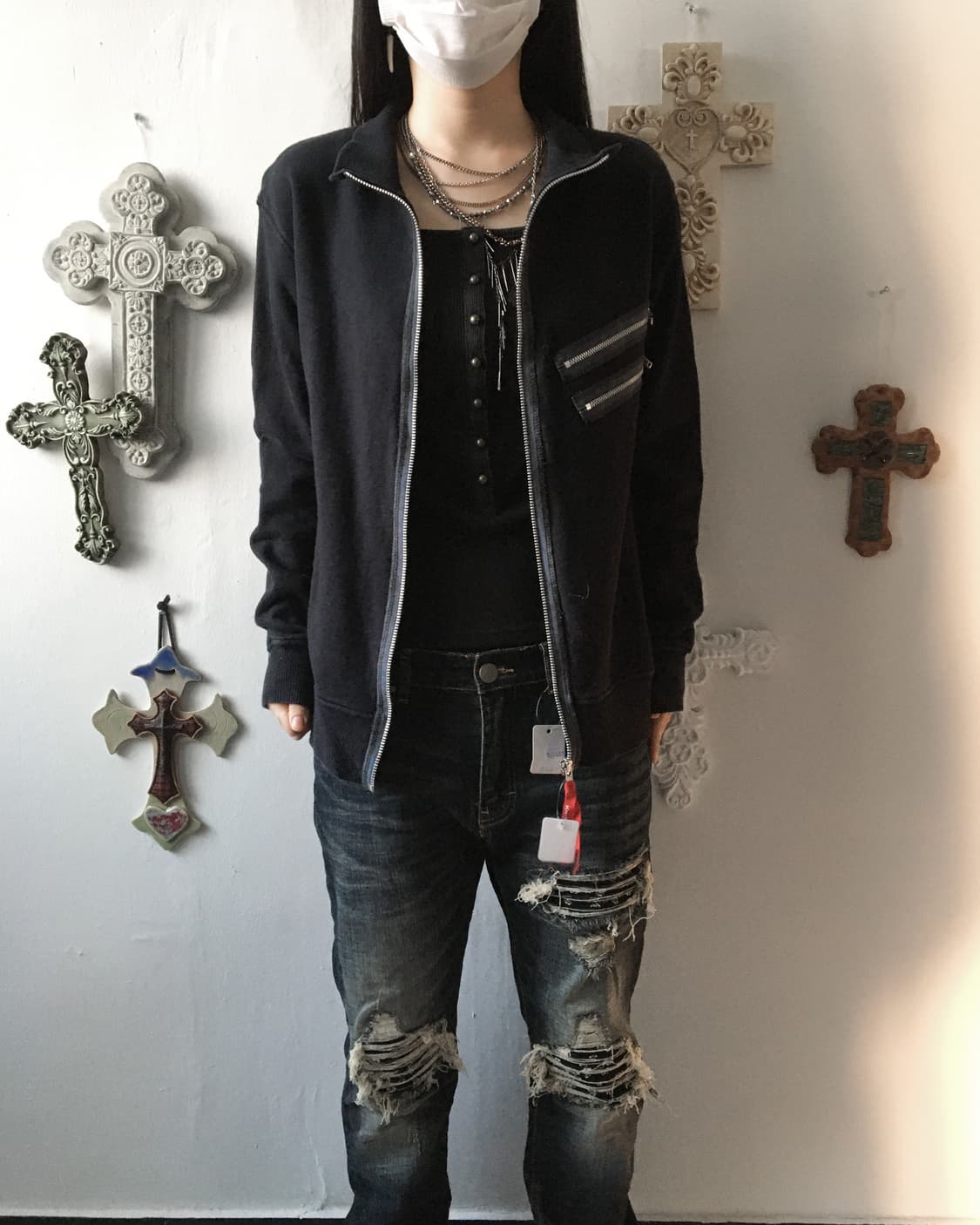 Back patch point high neck zip up 상품이미지8