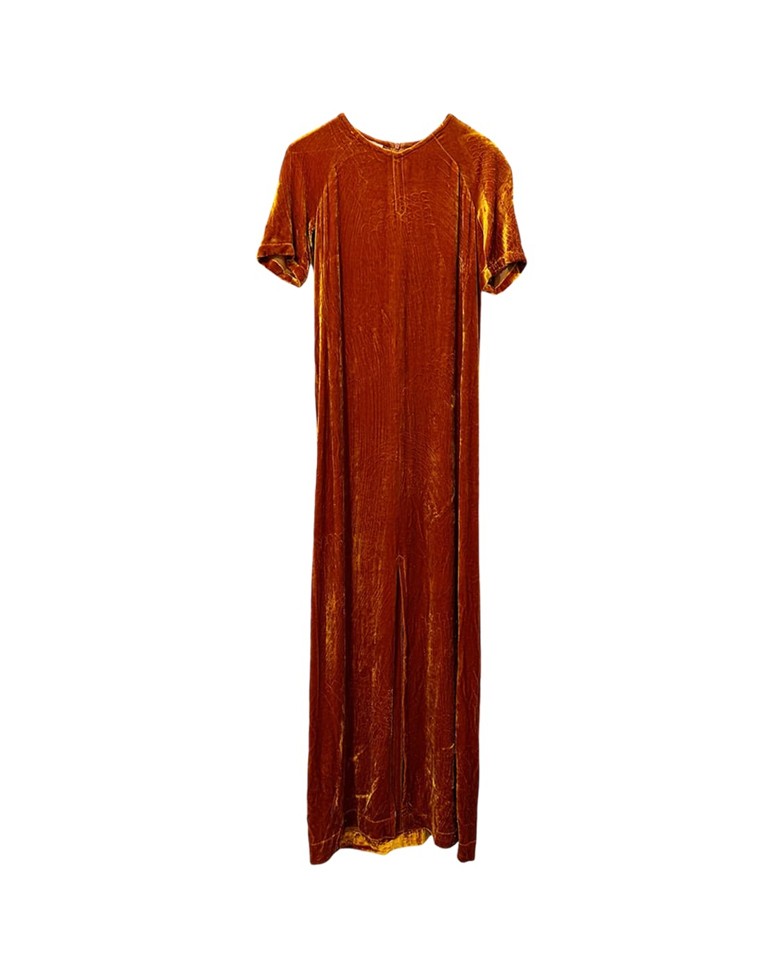 드리스 반 노튼 오렌지 벨벳 프론트 슬릿 맥시 드레스 상품이미지5