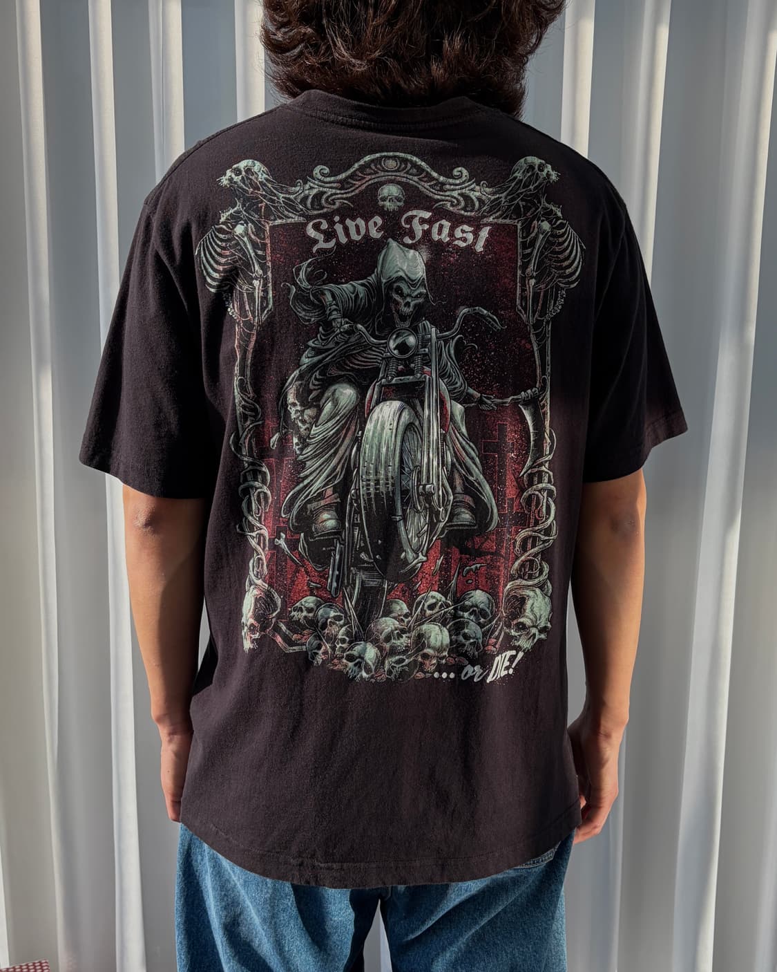 [L]USA 모터싸이클 스컬 프린팅 반팔 티셔츠 상품이미지1