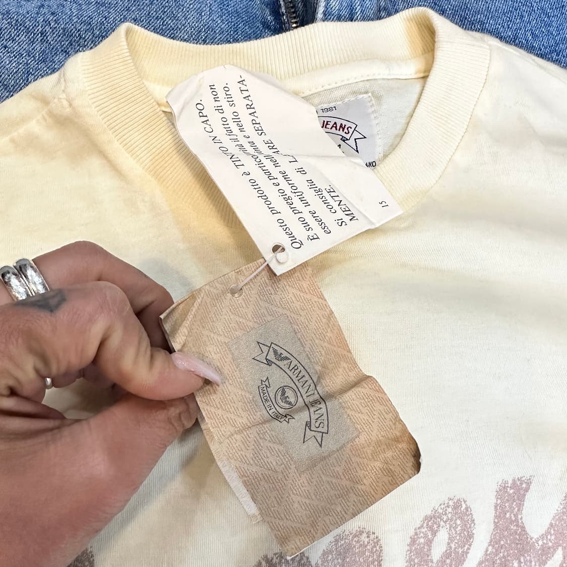 아르마니 아르마니진 크림 반팔 티셔츠M 상품이미지7
