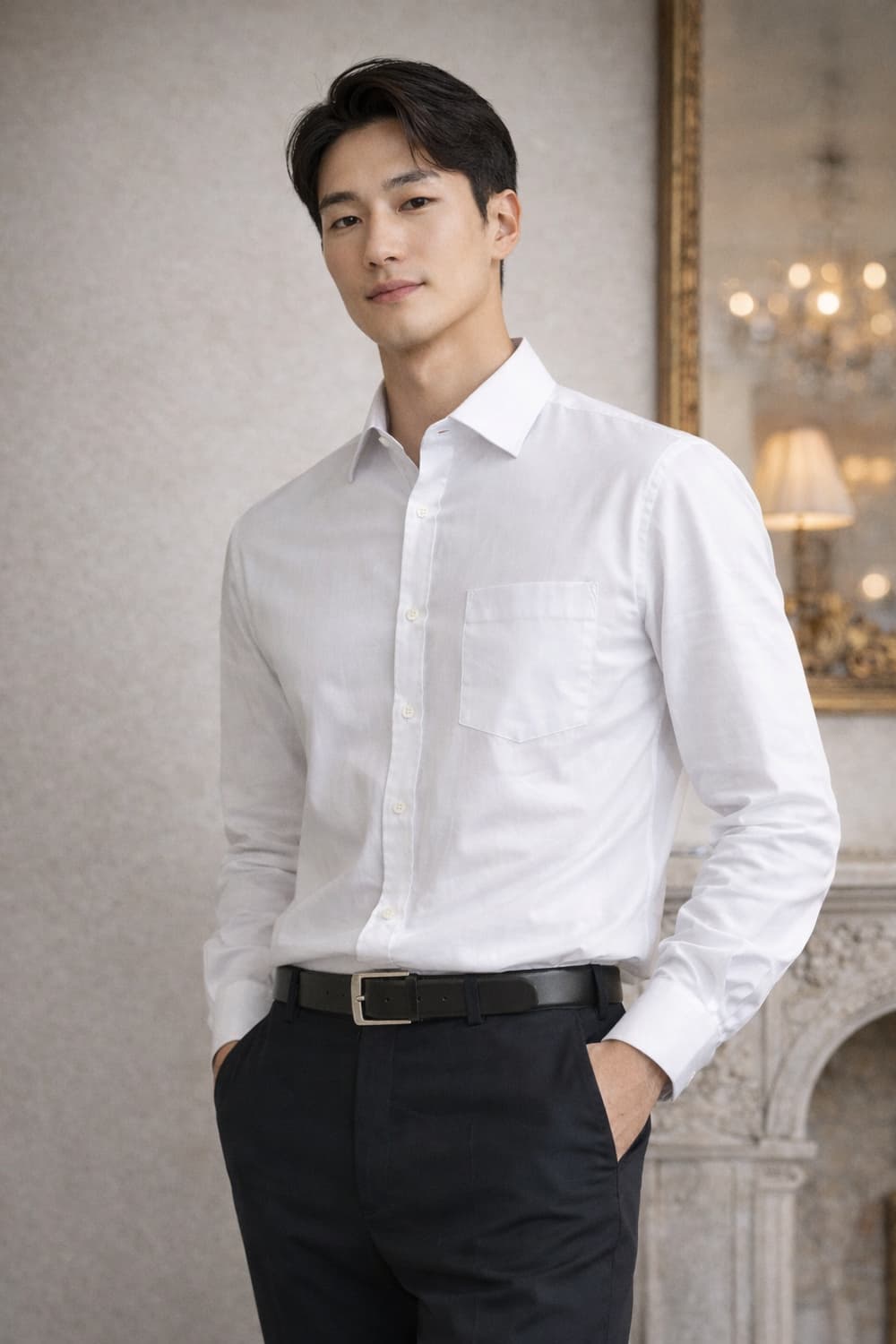 (미개봉새상품) 엘르 옴므 화이트 텐셀 셔츠105 (매장 컨디션) 상품이미지1