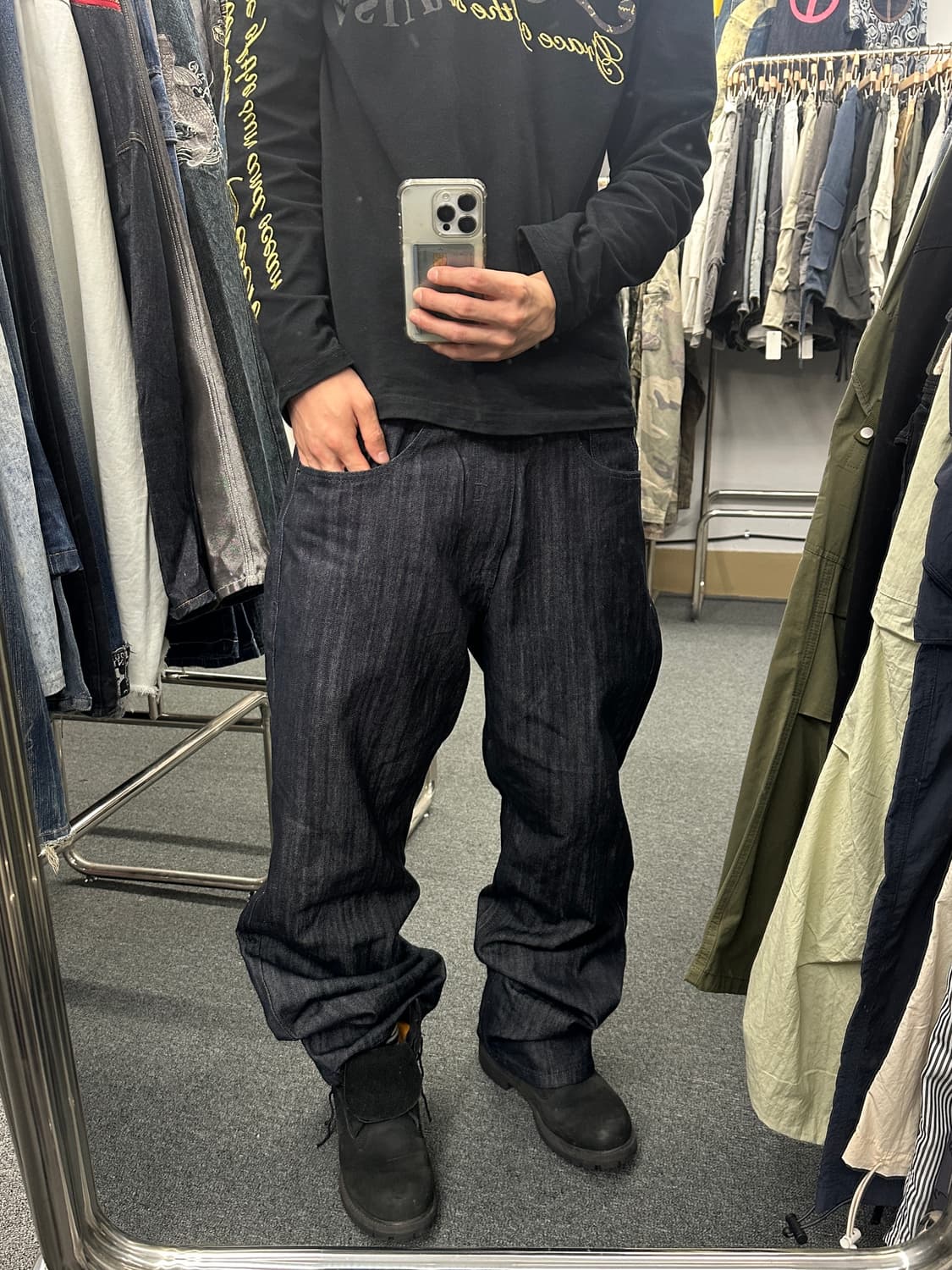 34) ROCAWEAR 로카웨어 올드스쿨 힙합팬츠 흑청 데님팬츠 상품이미지2