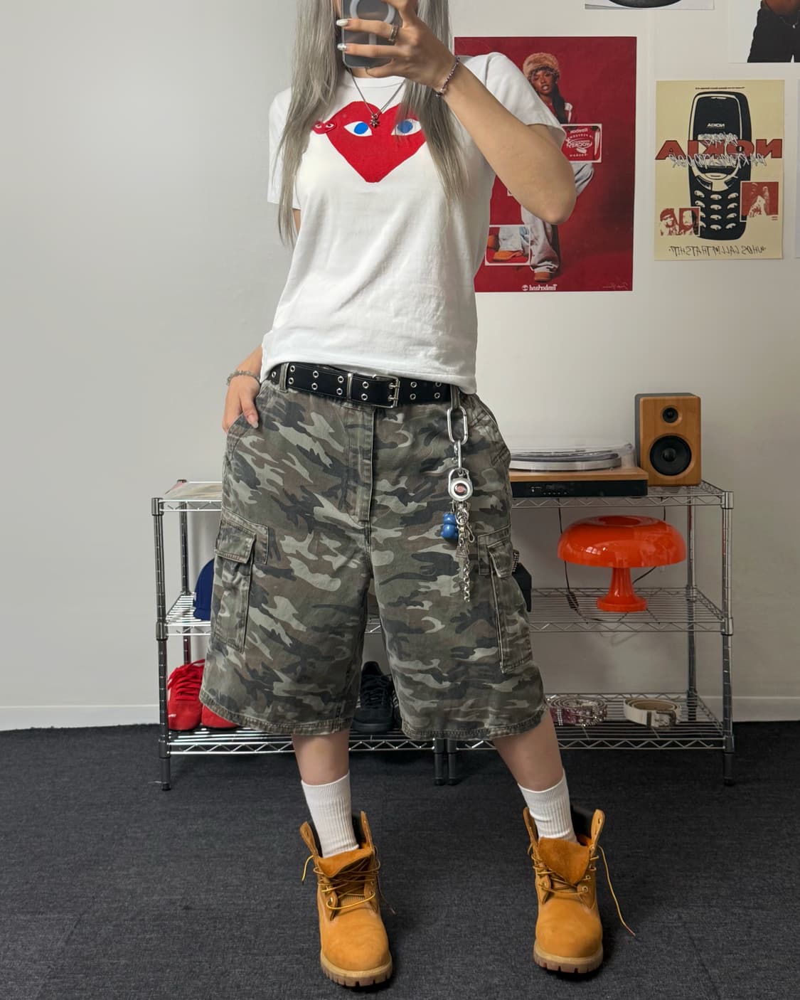 꼼데가르송 빅하트 화이트 반팔 티셔츠 상품이미지4