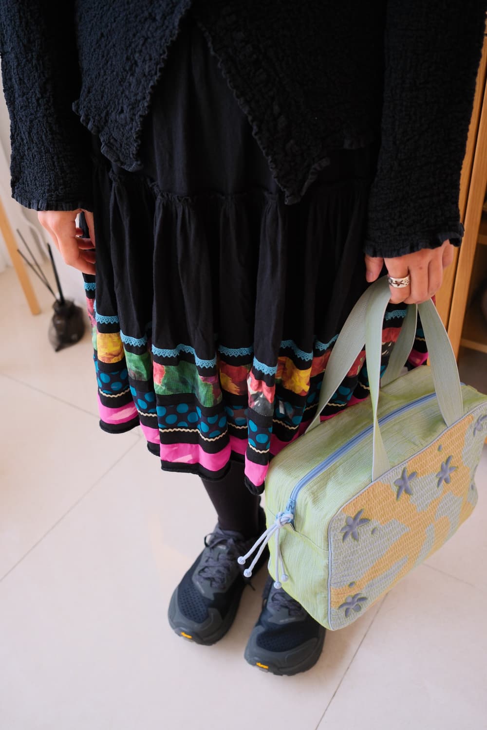 Mixed fabric gather skirt  상품이미지2