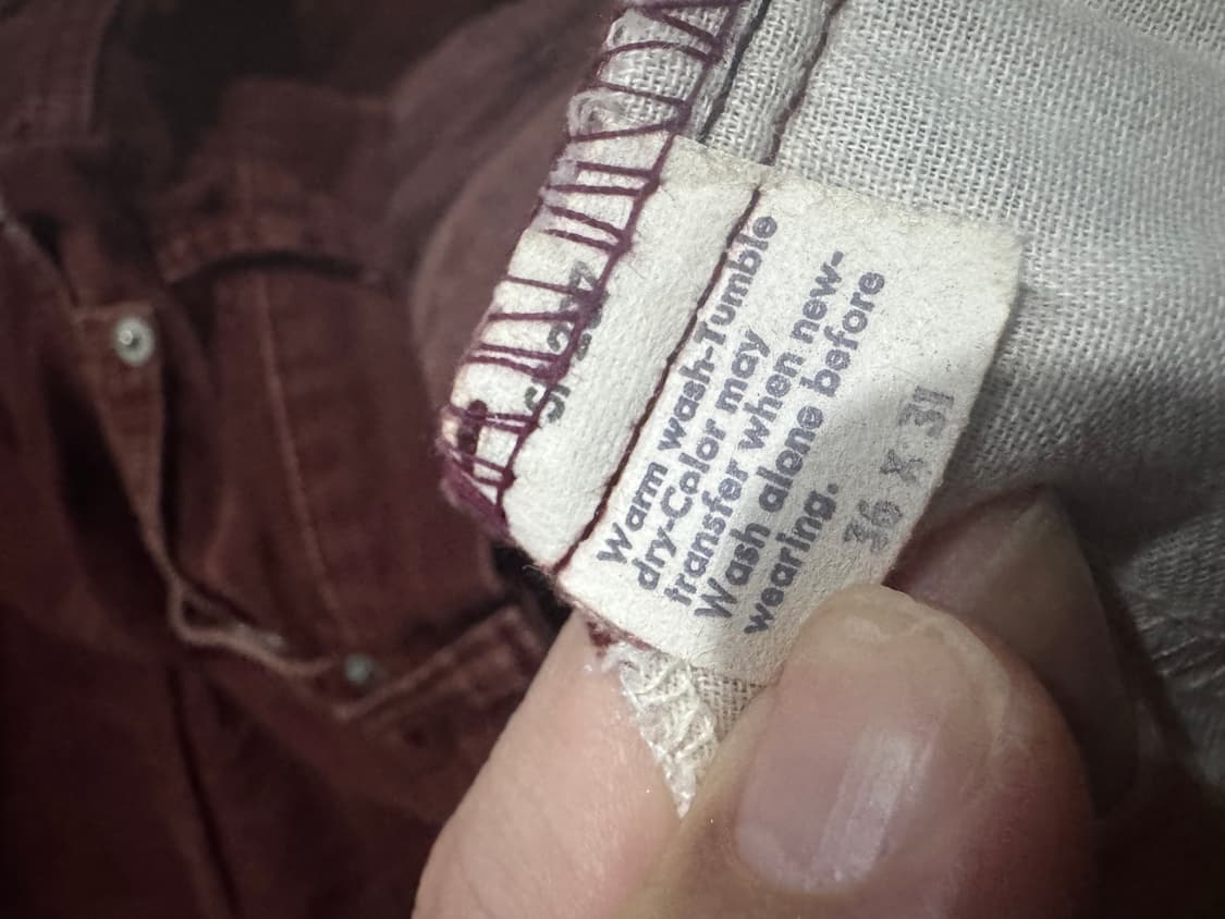 리바이스 코듀로이517 빈티지 버건디 36x31 (실제 체감 34x30) 상품이미지5