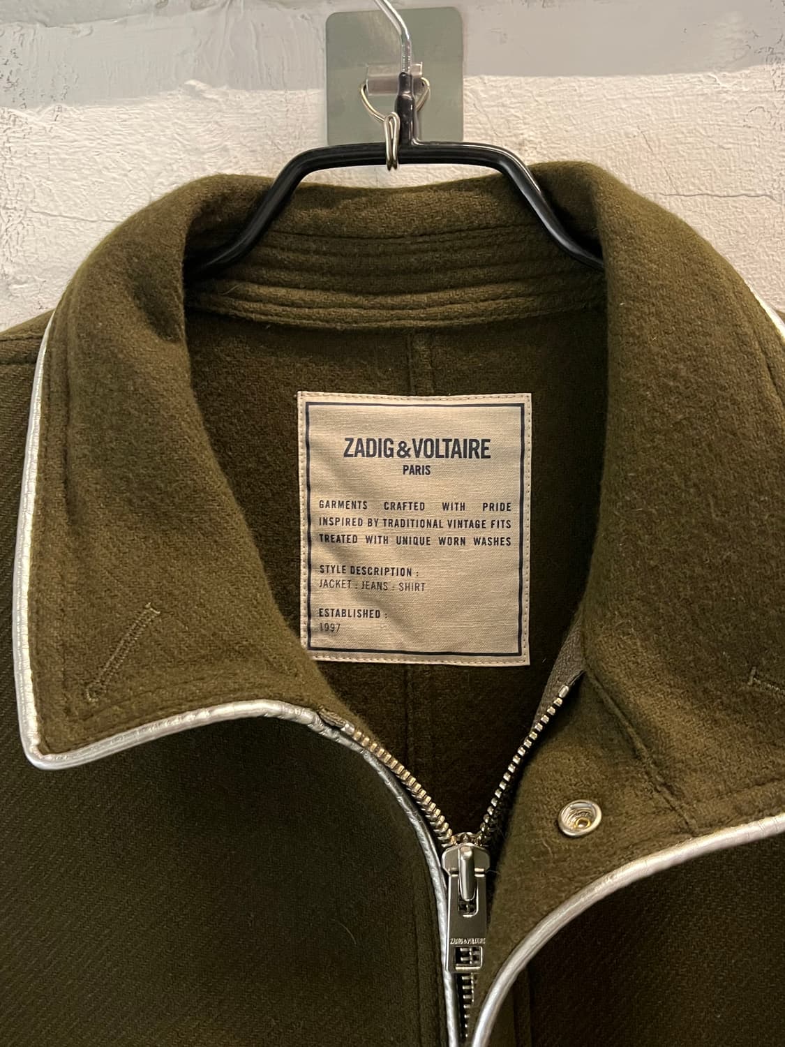 Zadig&Voltaire 실버 스트리밍 울 집업 코트 1 상품이미지2