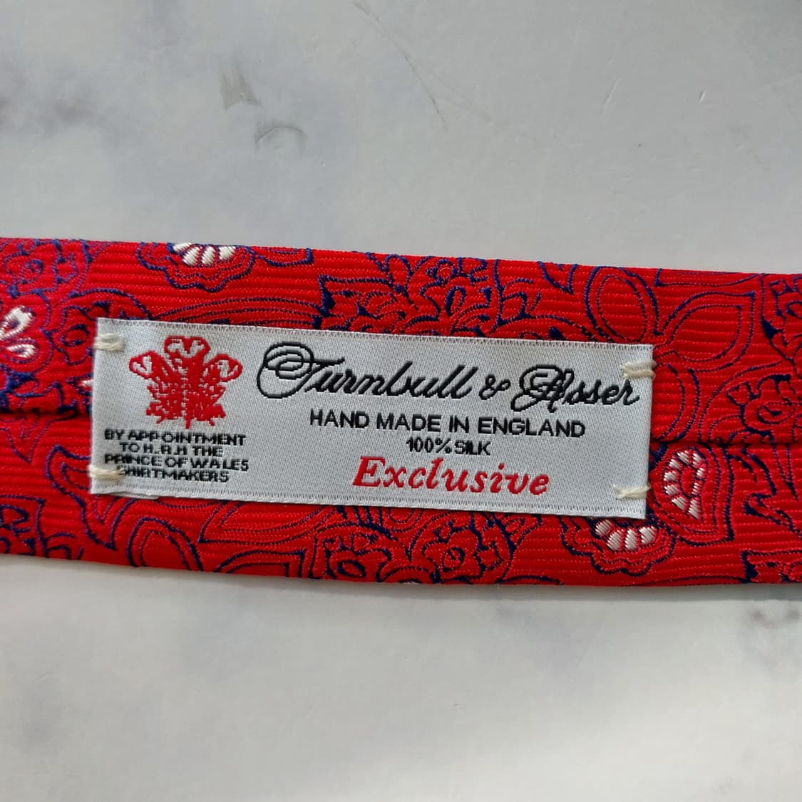 턴불앤아서 실크 레드 페이즐리 자카드 넥타이 9.5cm A+등급 K196 상품이미지8