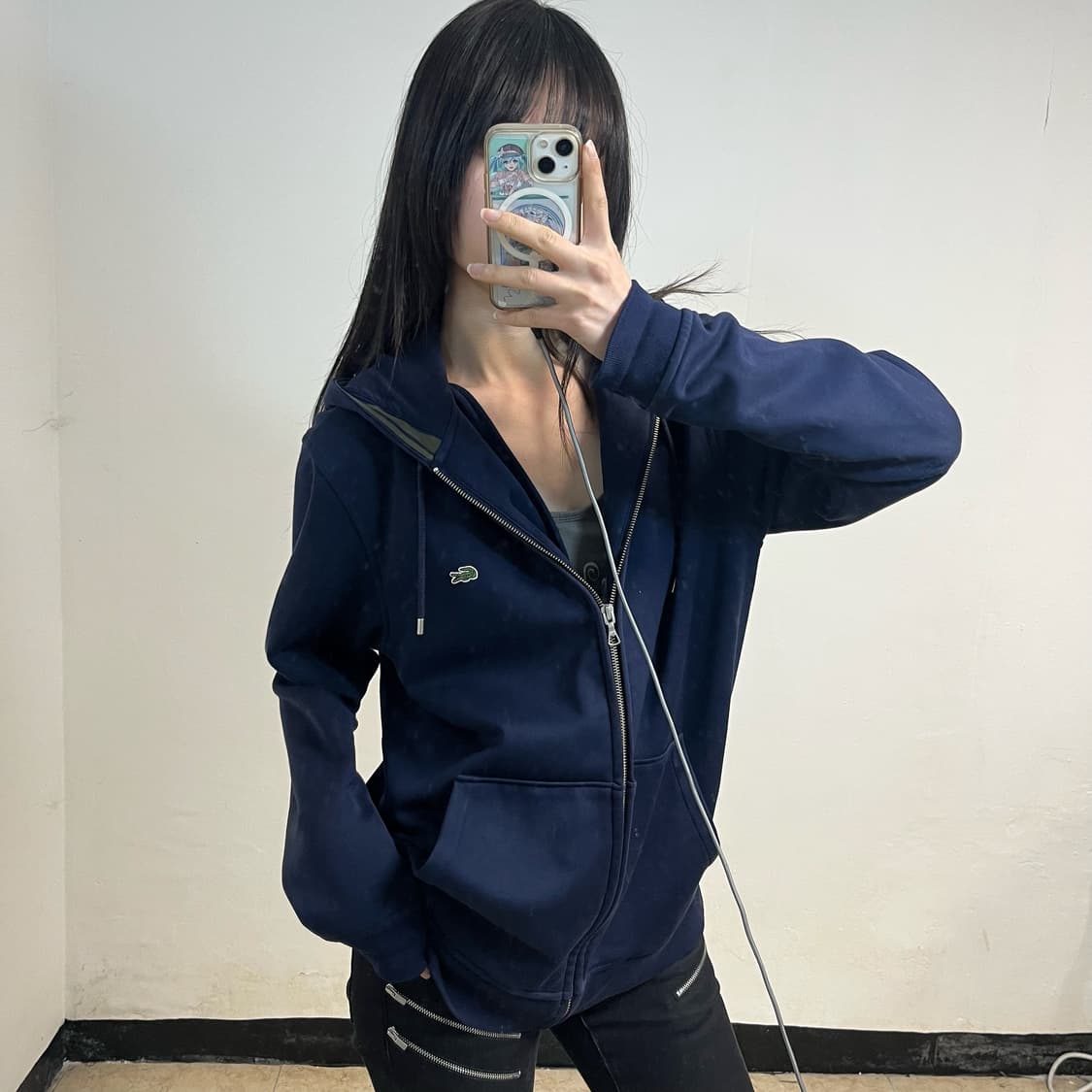 Lacoste navy hood zip-up 상품이미지2