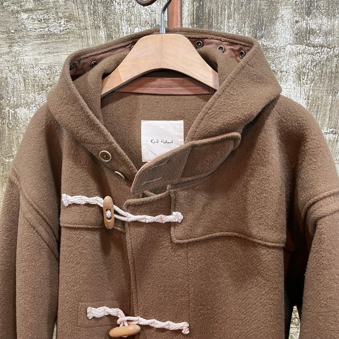 칼 헬무트 자수 로고 울 더플 코트 상품이미지4