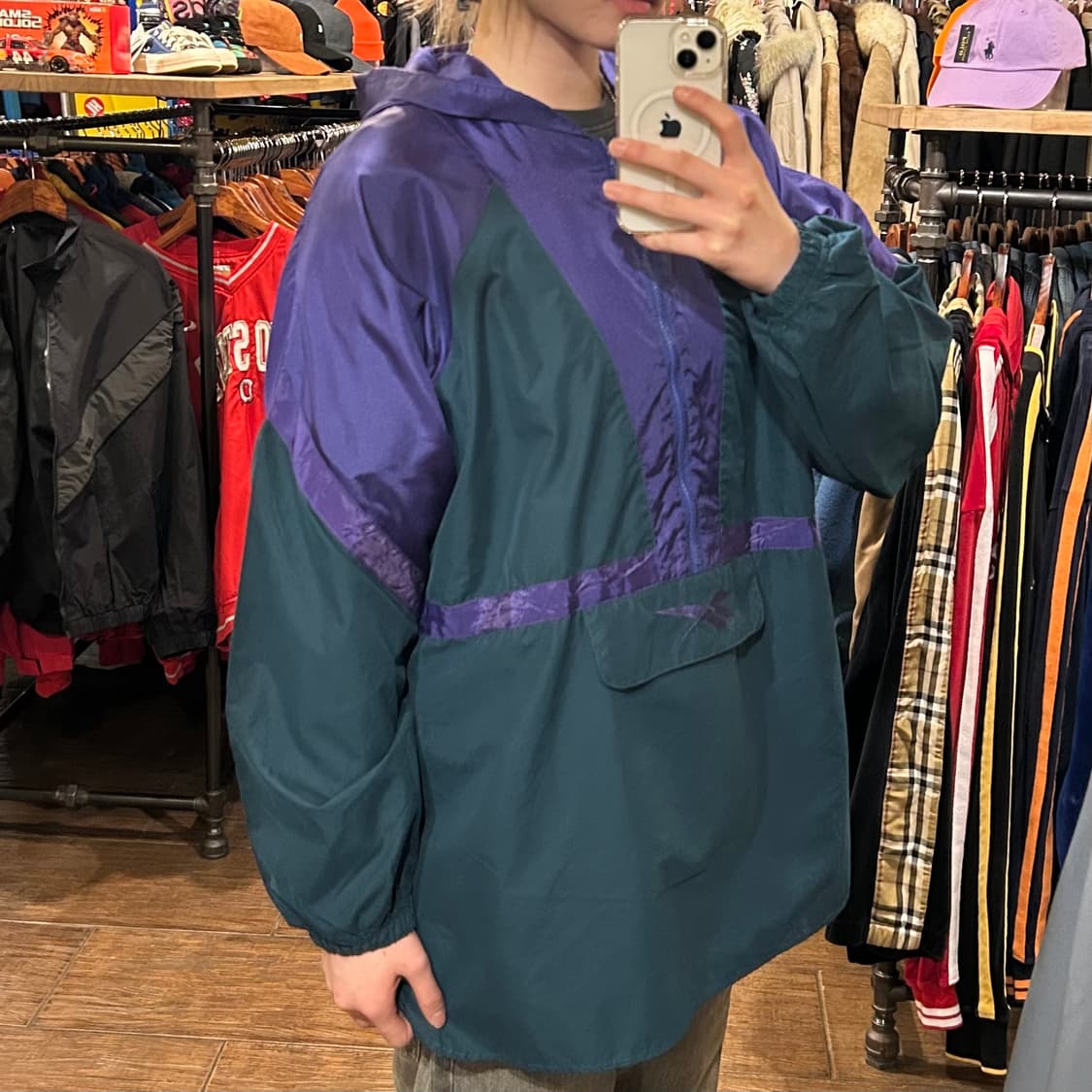 [HI] 리복 후드 아노락 퍼플&그린 상품이미지3