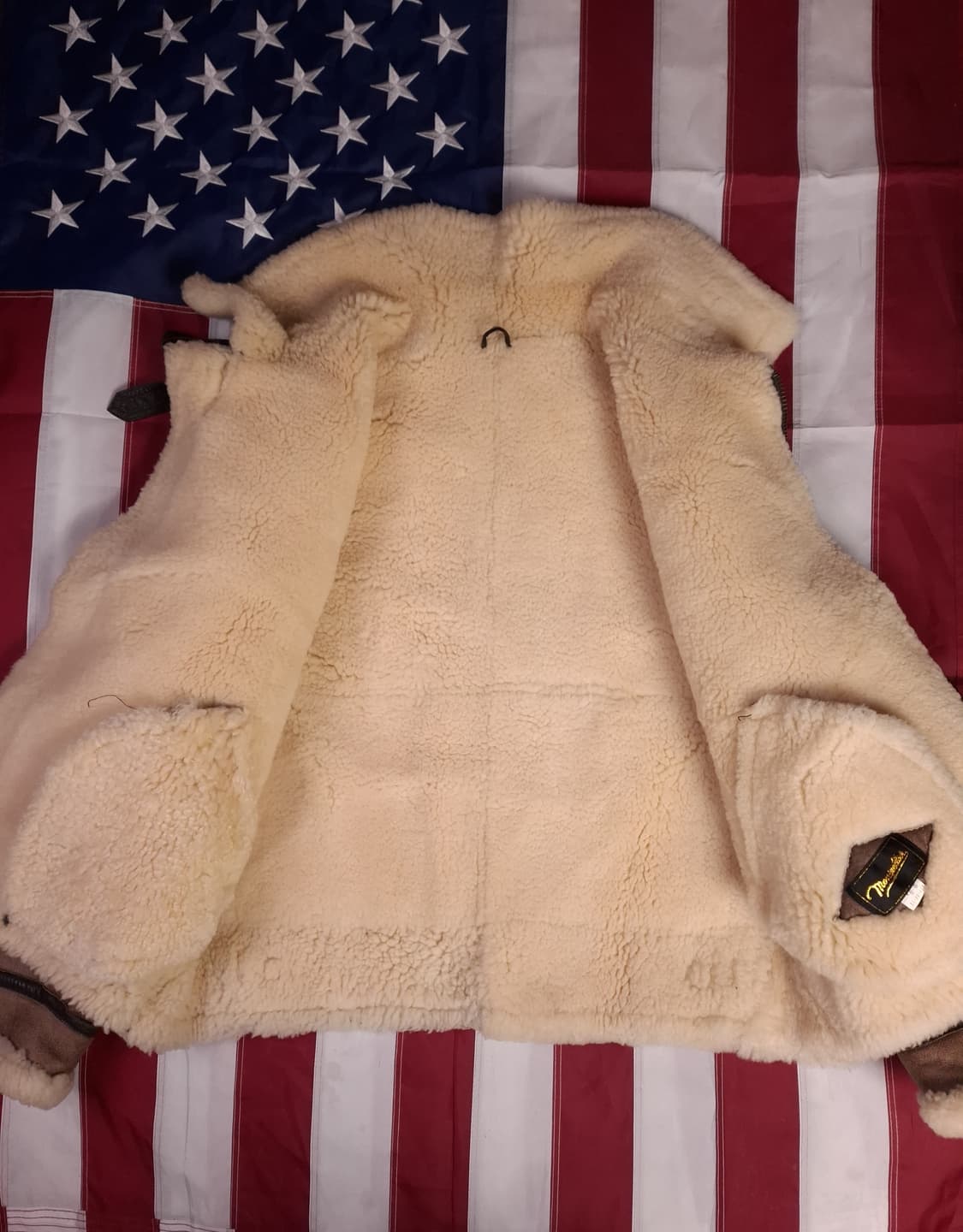 90's 국내산 미공군 B-3 TYPE 리얼레더 항공폭격기 무스탕 상품이미지10