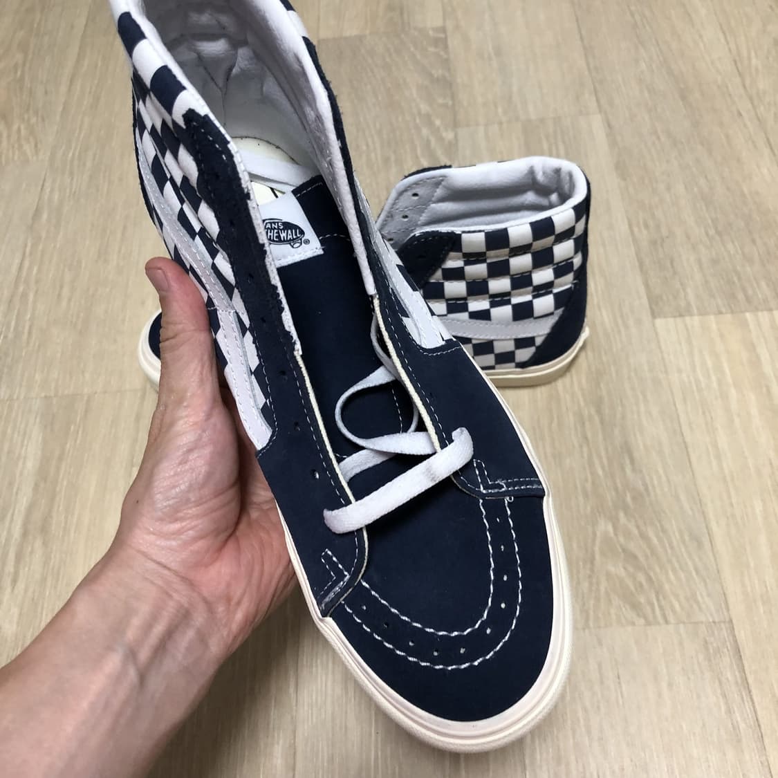(265) 새상품 반스 VANS 스케이트 하이 드레스 블루 체커보드 상품이미지4