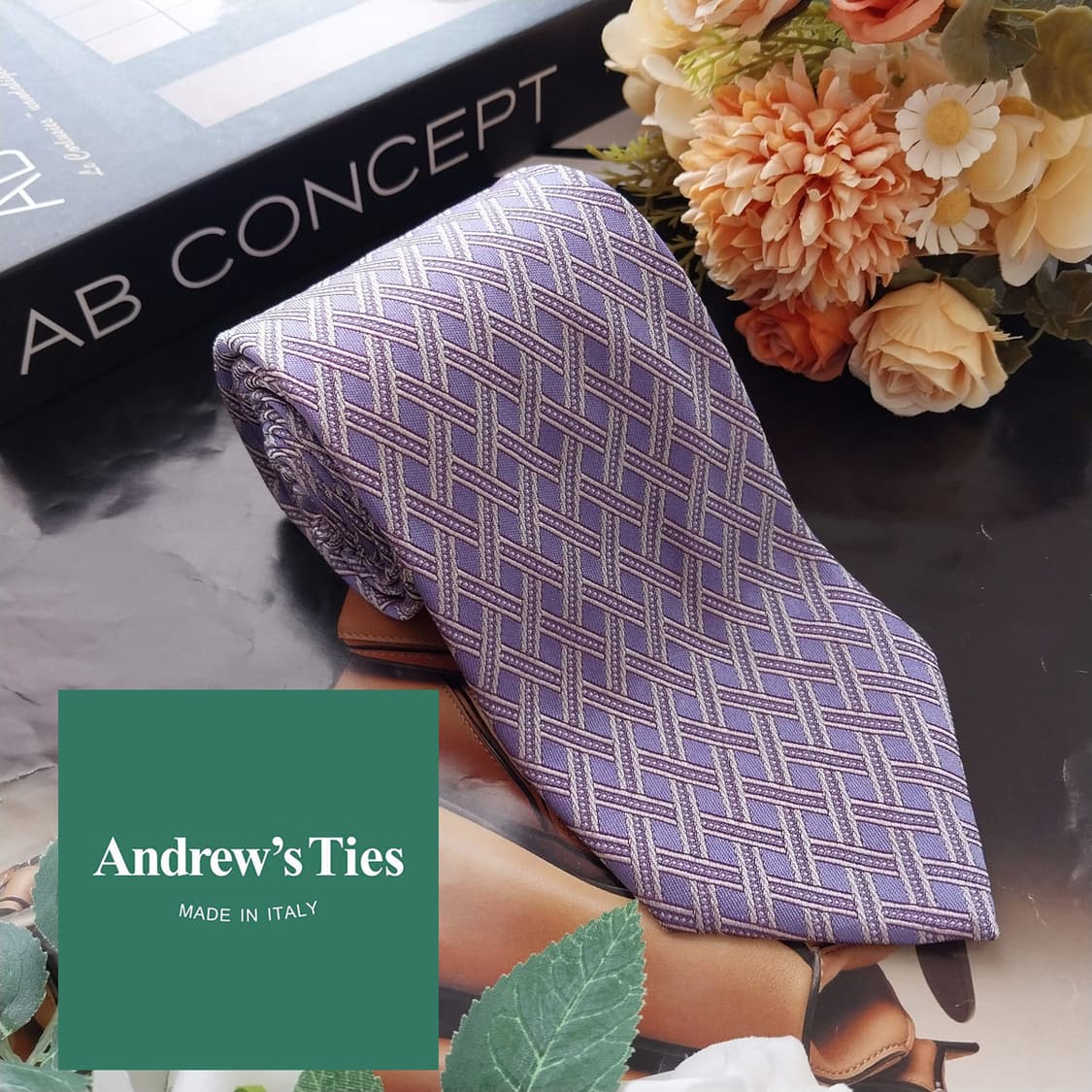 앤드류스타이 실크 퍼플 자카드 넥타이 8.7cm 새제품 K2545
 상품이미지2