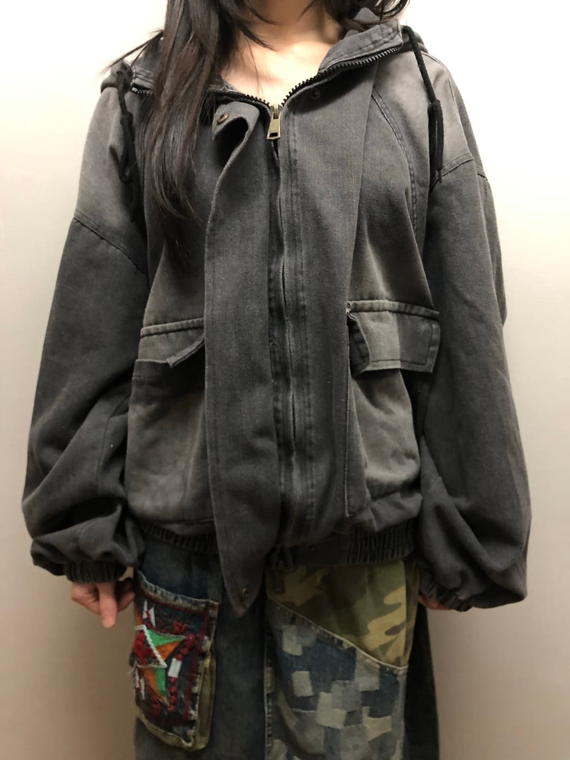 빈티지 블랙 데님 워싱 자켓 상품이미지2