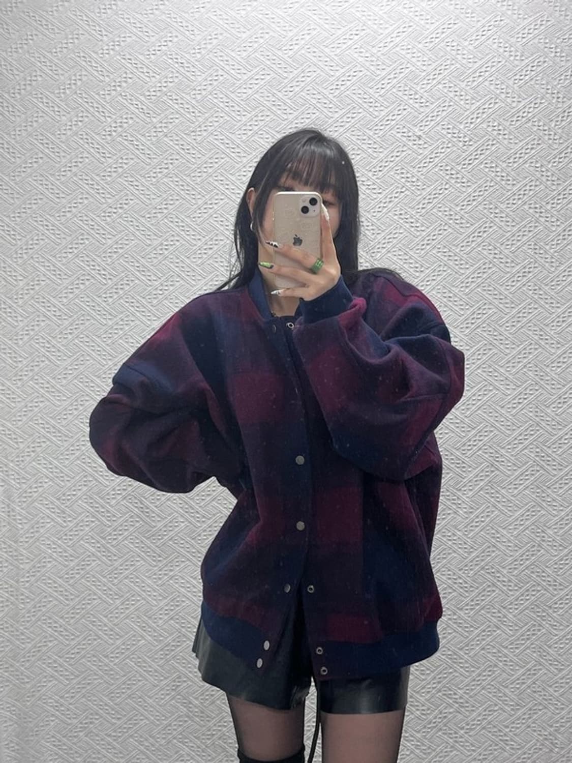 아크메드라비 빈티지 버건디 체커보드 바시티 자켓 2 C08852 상품이미지1