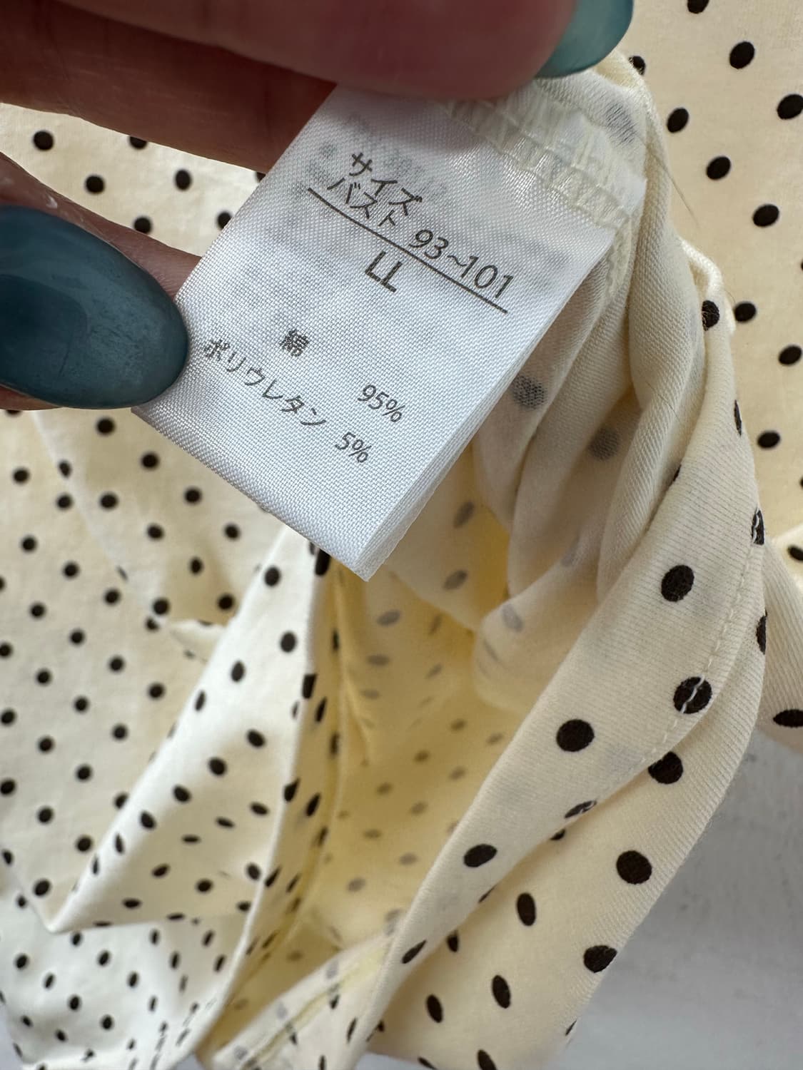 일본빈티지 코튼 레몬버터 블랙 도트 슬리브리스 탑 티셔츠 상품이미지5