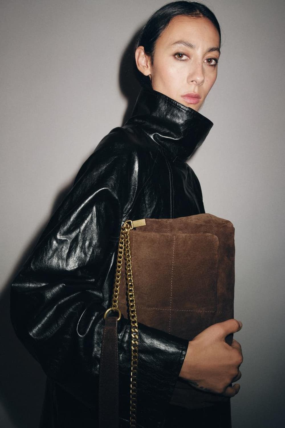 자라 리얼 스웨이드 레더 숄더백 천연가죽 초콜렛 브라운 상품이미지2