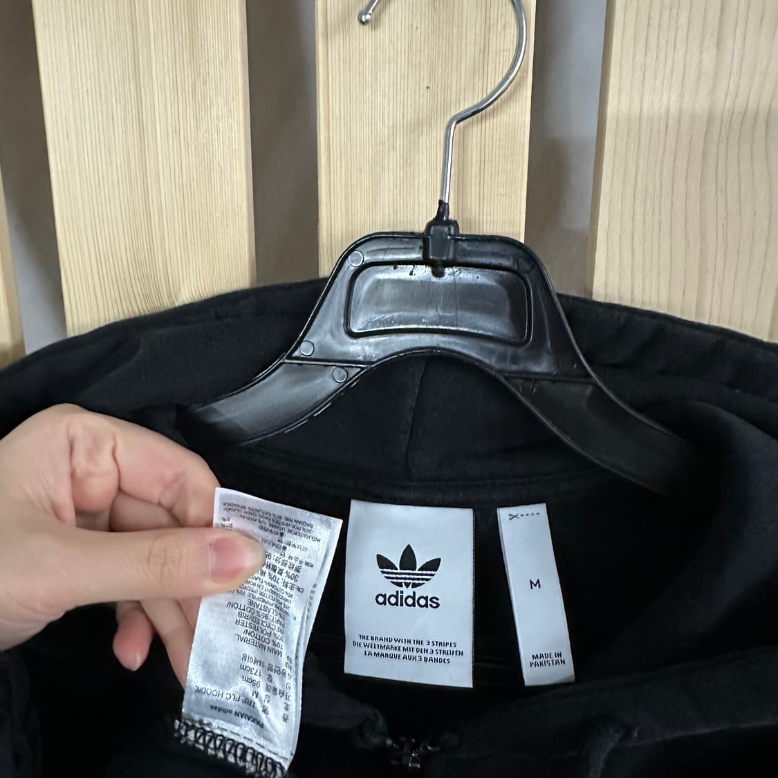 (M) 아디다스 블랙 빅로고 후드집업 상품이미지5