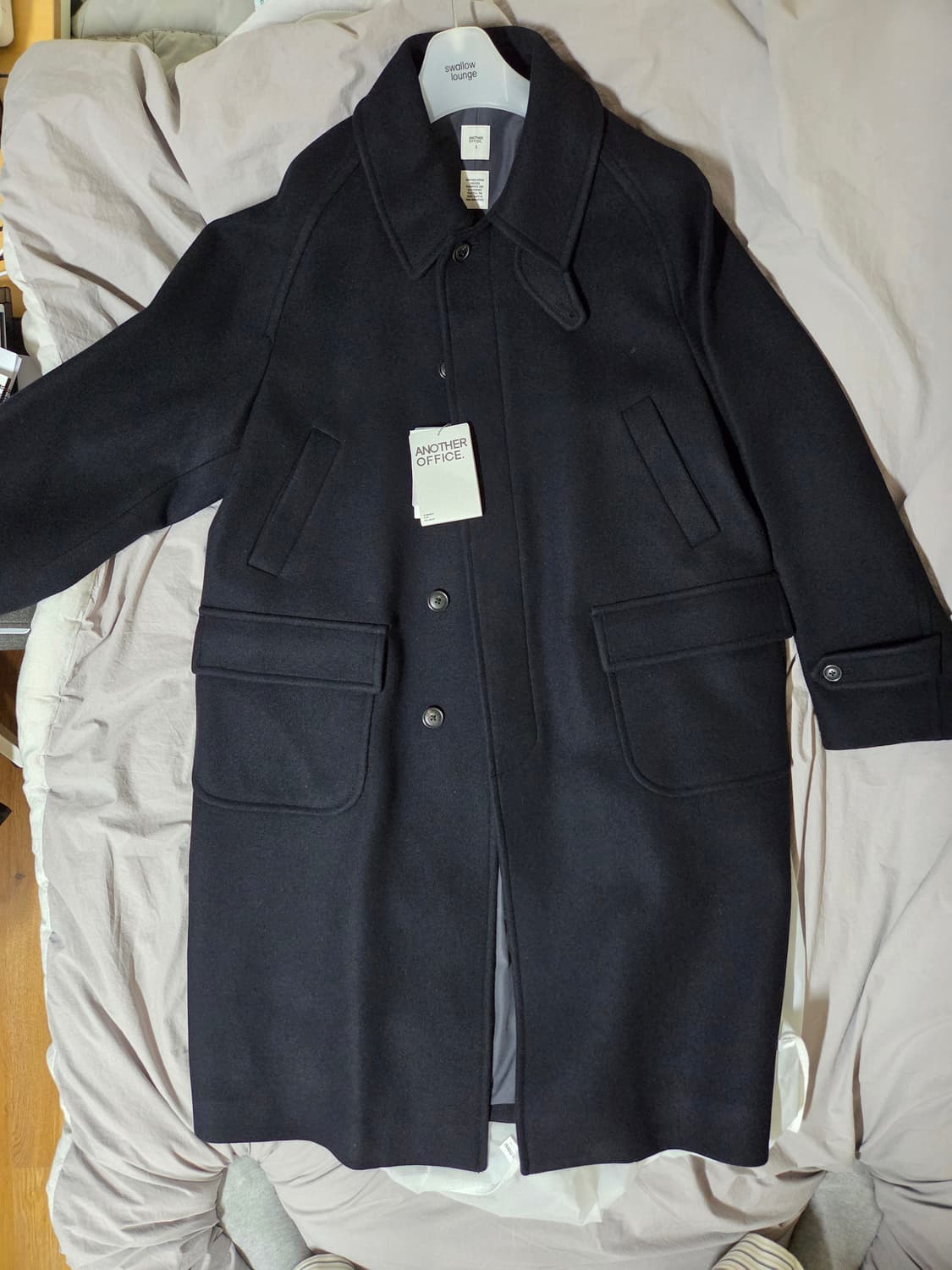 [새제품 어나더오피스]Voyager Balmacaan Coat Navy 상품이미지1