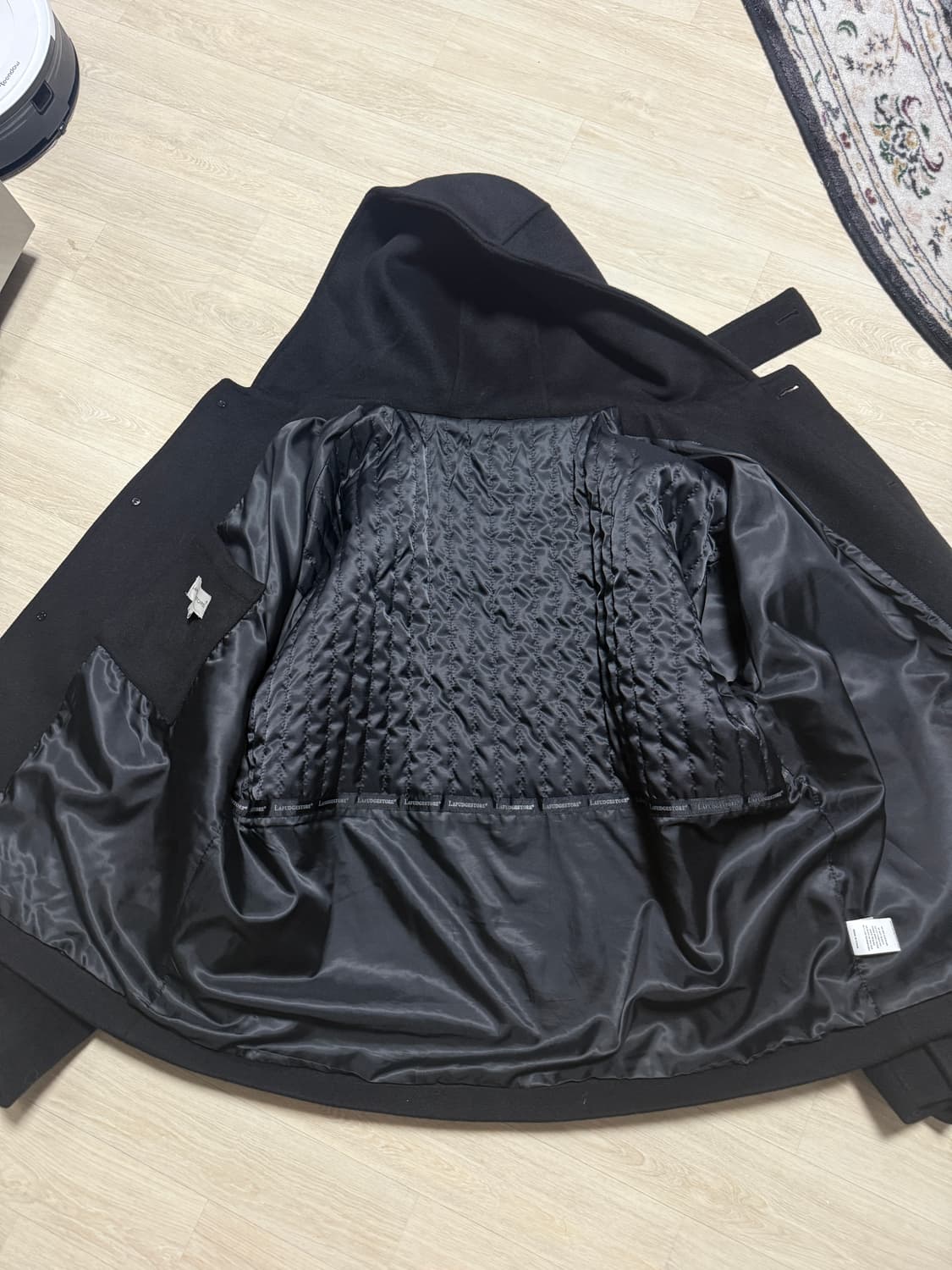 라퍼지스토어 블랙 후드 하프코트 L~XL 상품이미지3