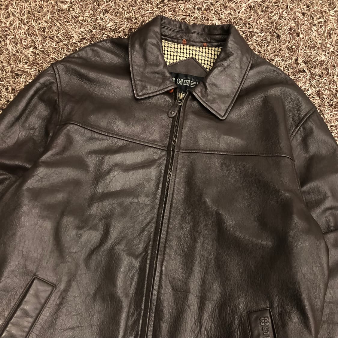 빈티지 소가죽 미니멀 카우스킨 싱글 레더 가죽 자켓 상품이미지2