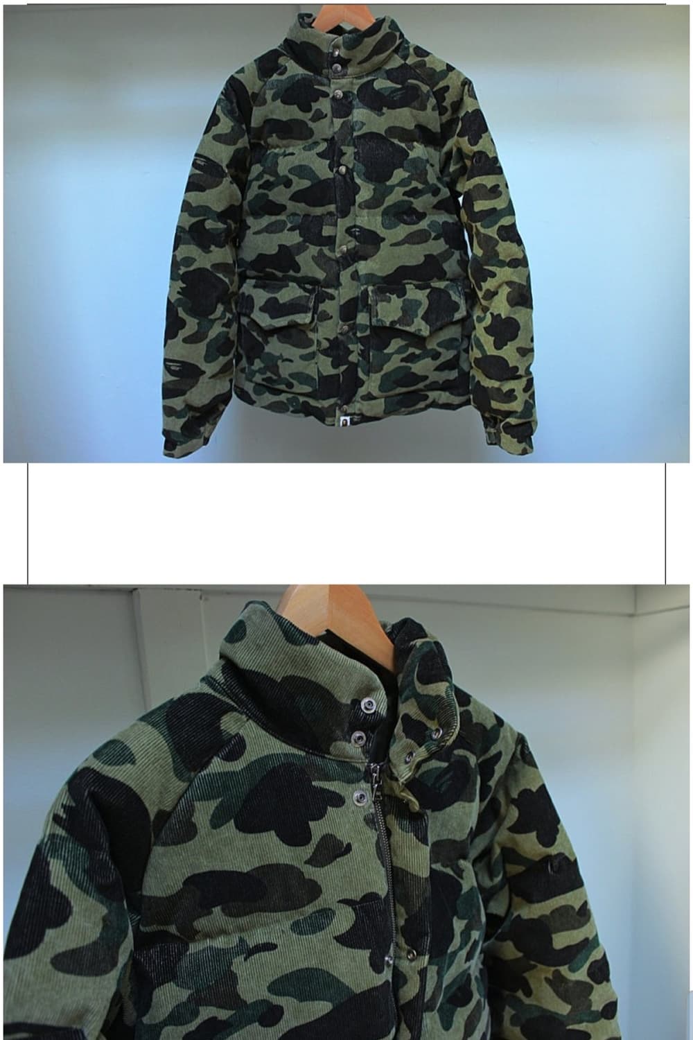 삽니다)  베이프 코듀로이 카모 패딩 상품이미지1