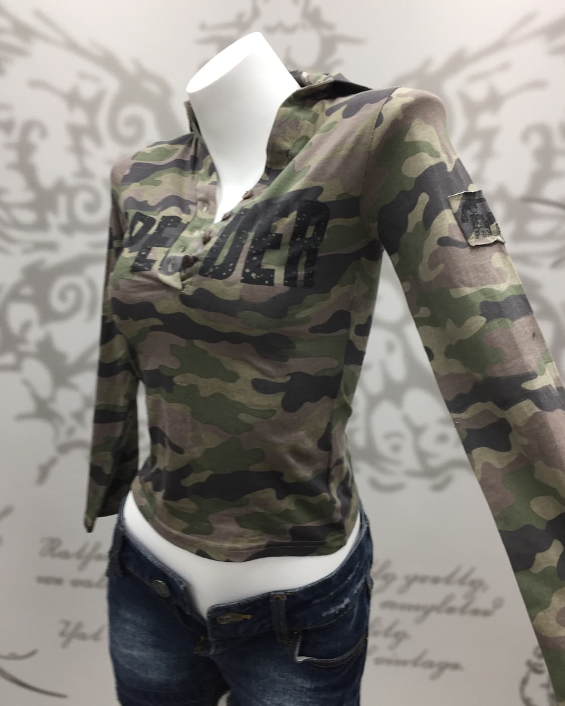 Y2K Camo patch details collar sleeves 상품이미지2