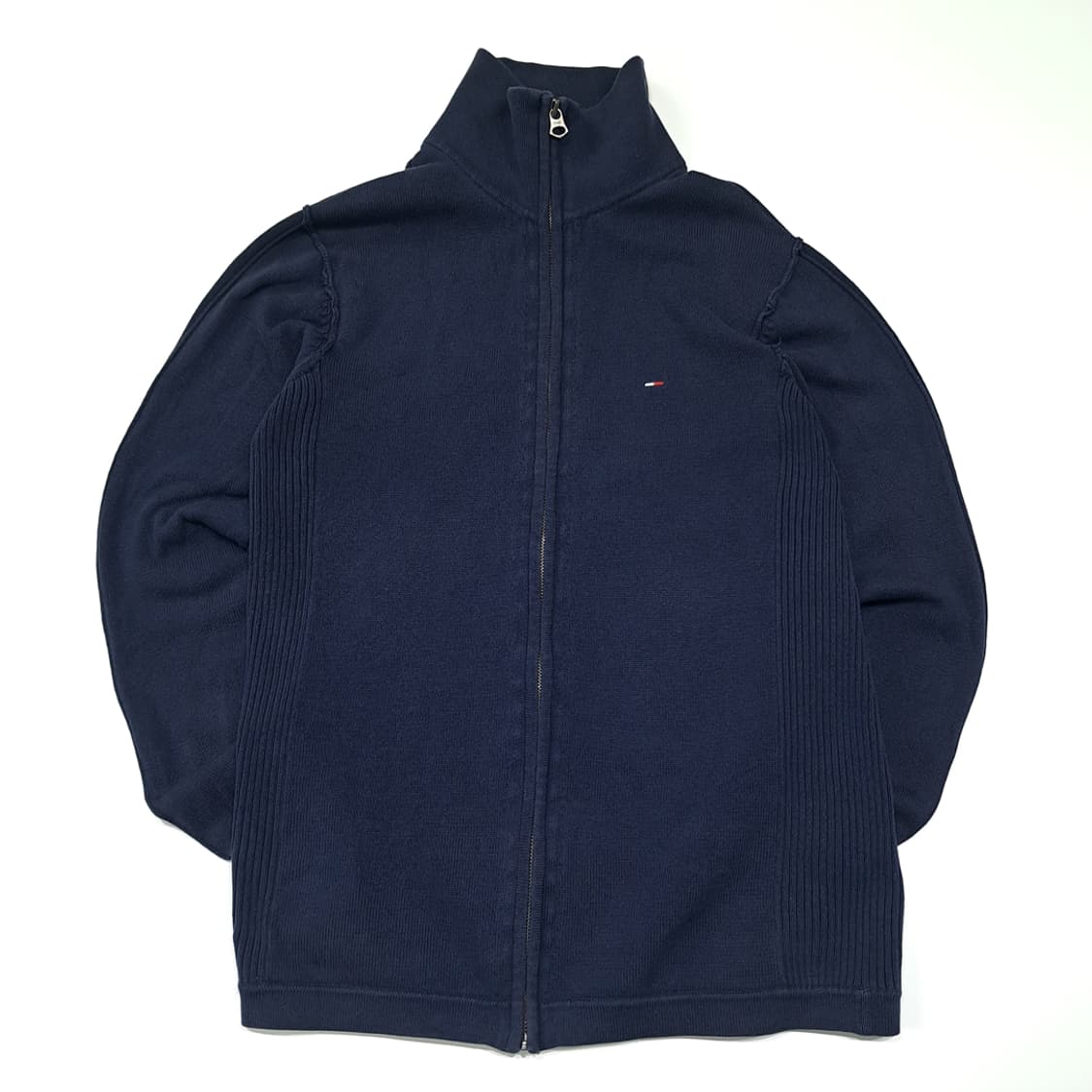 CL280 M 타미힐피거 00s 사이드립 풀집업 네이비 니트 스웨터 상품이미지1