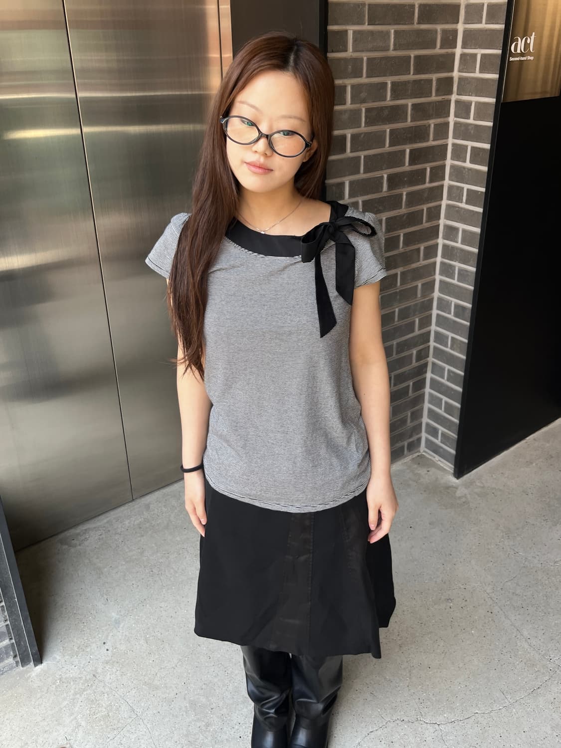 Hushush 넥 리본 티셔츠  상품이미지5