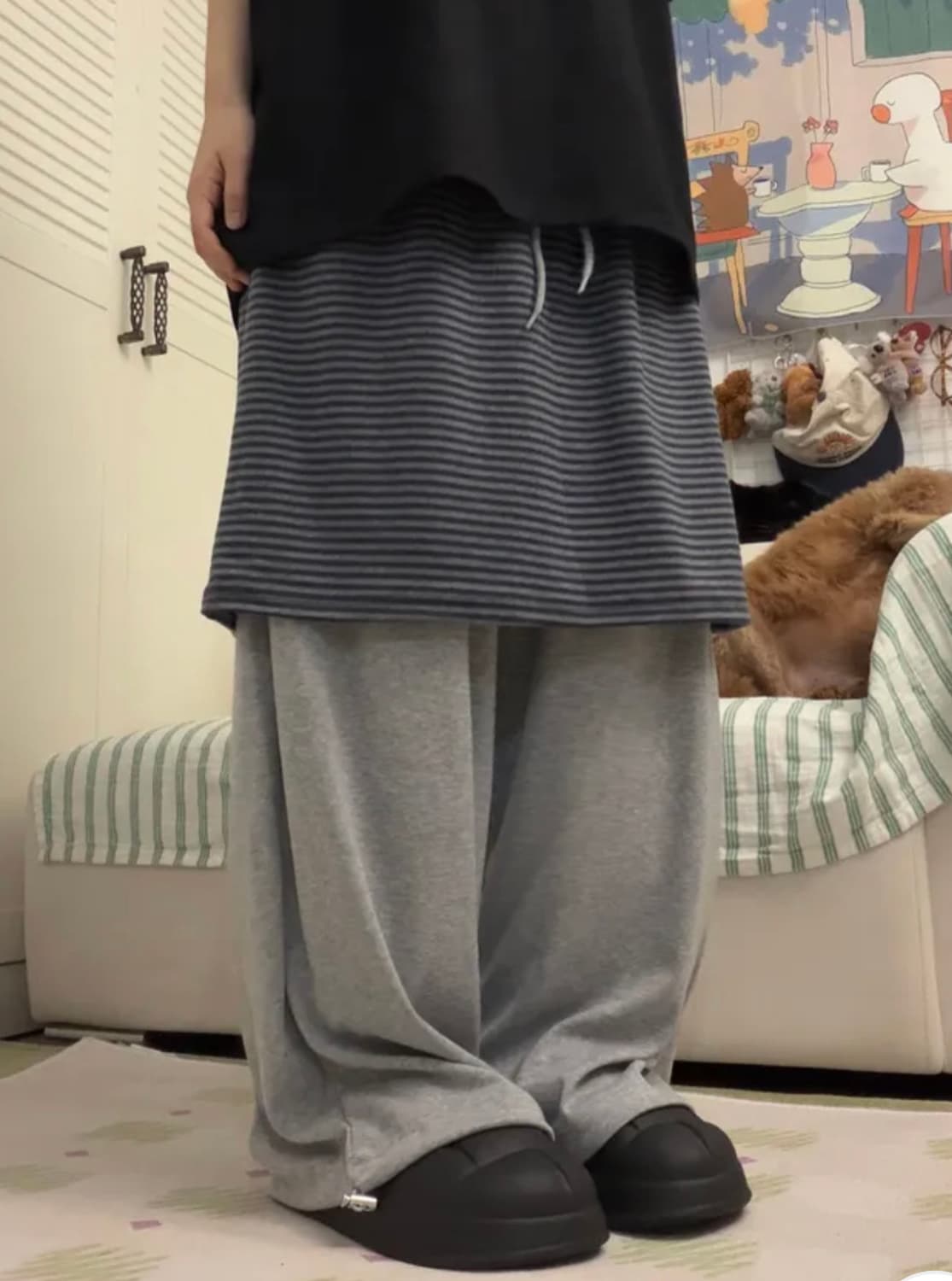 레이어드 랩스커트 밴딩 치마바지 트레이닝 팬츠 빈티지 상품이미지4