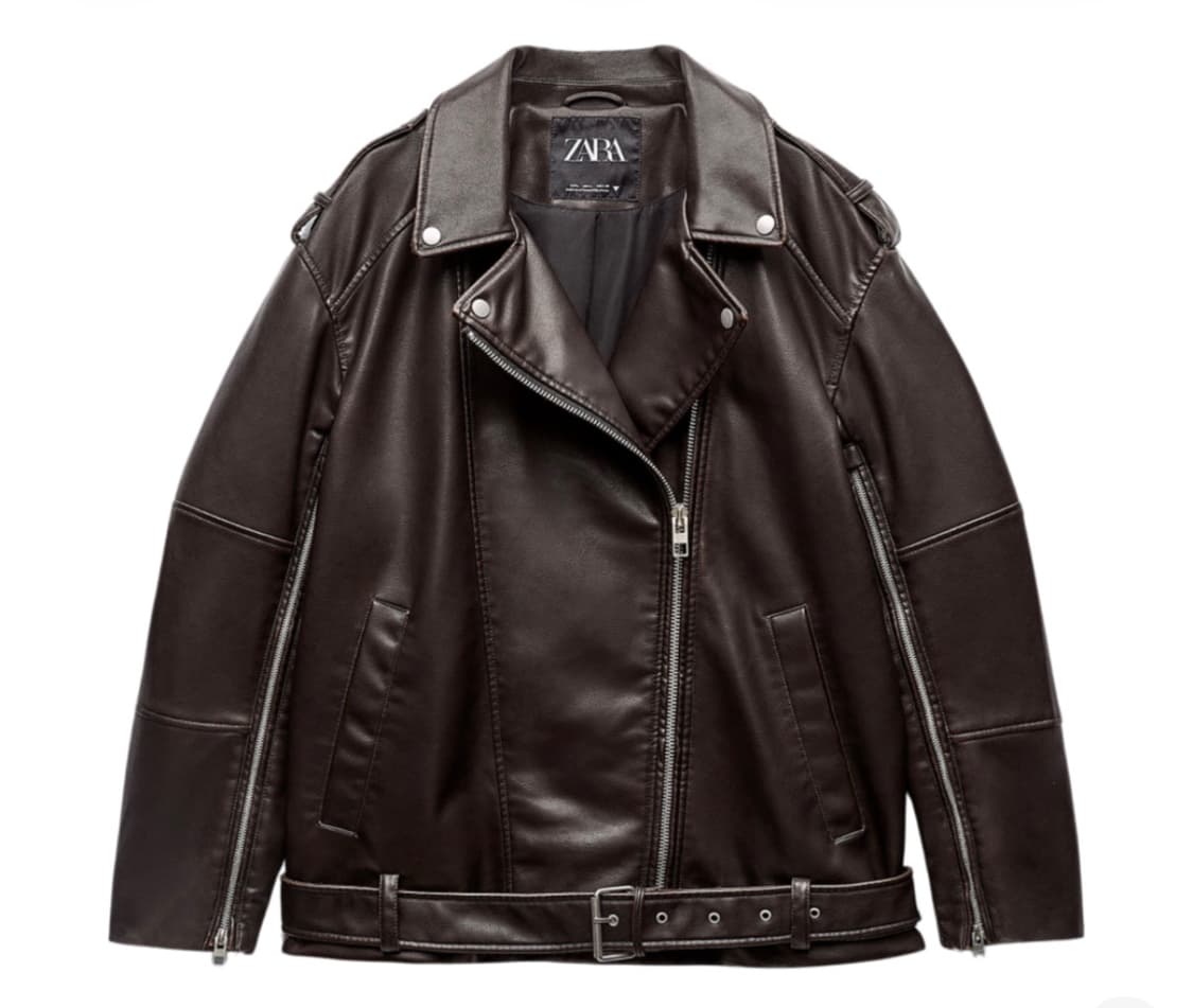 자라 페이디드 오버사이즈 포우 레더 바이커 자켓 상품이미지1