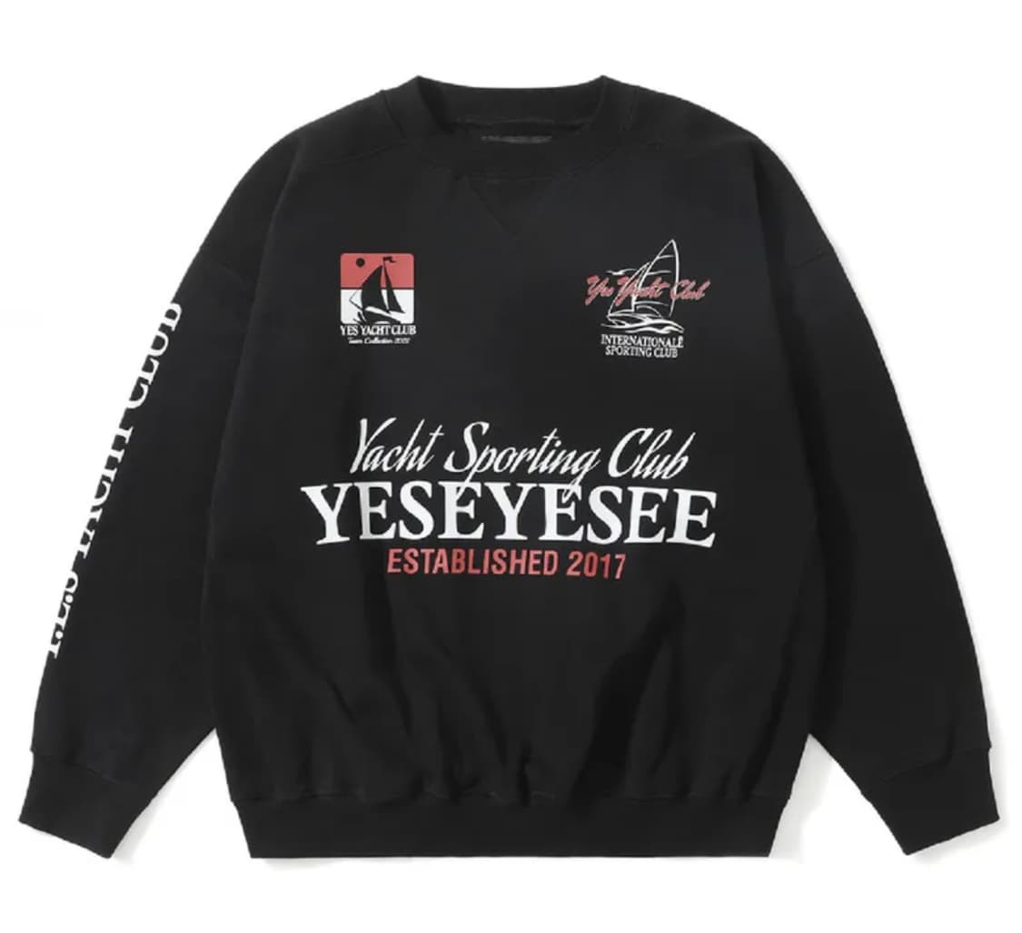 예스아이씨 Y.E.S Yacht Sweatshirt Black 스몰 상품이미지1