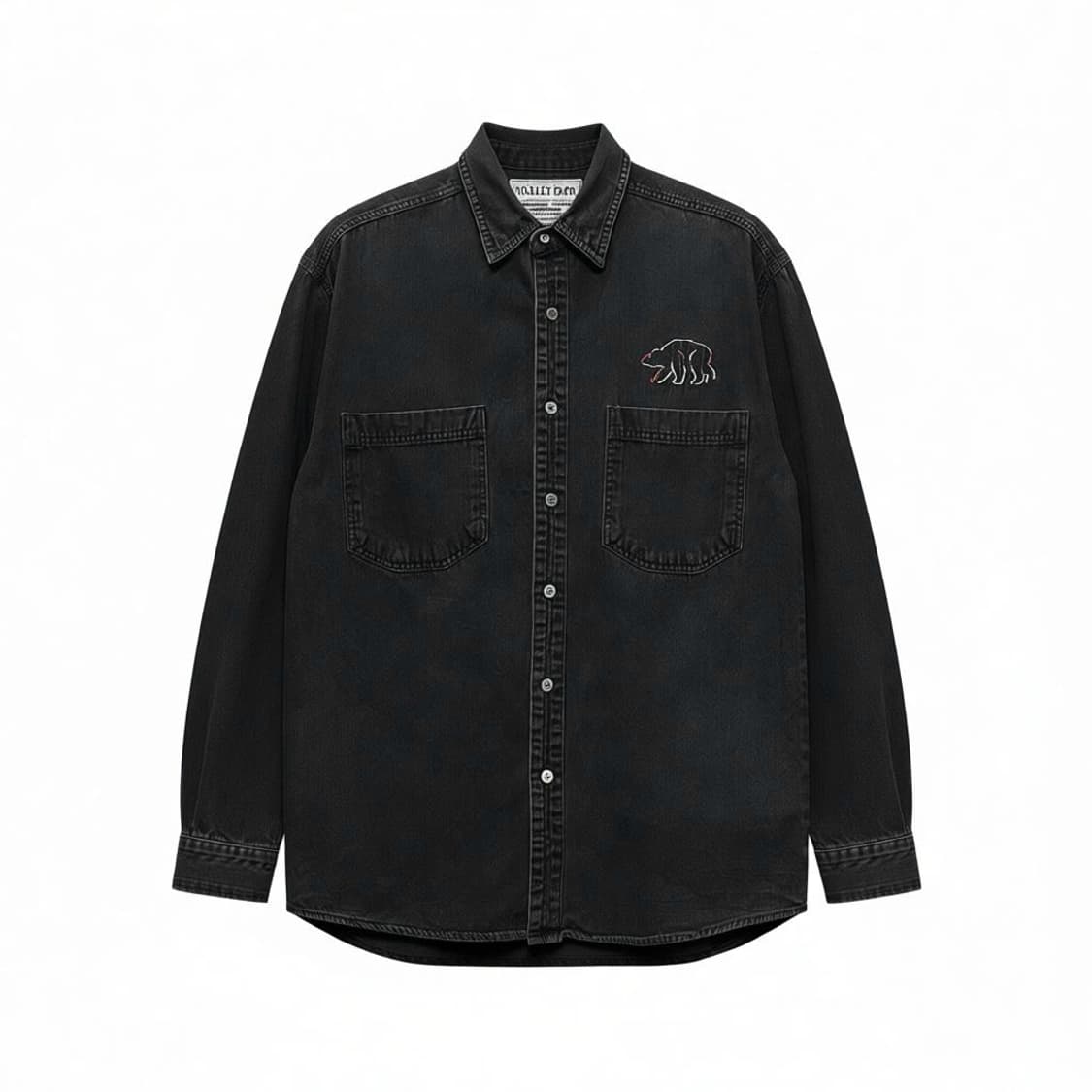 USA VINTAGE 데님 셔츠 투포켓 컬러 스티치 디테일 흑청 상품이미지1