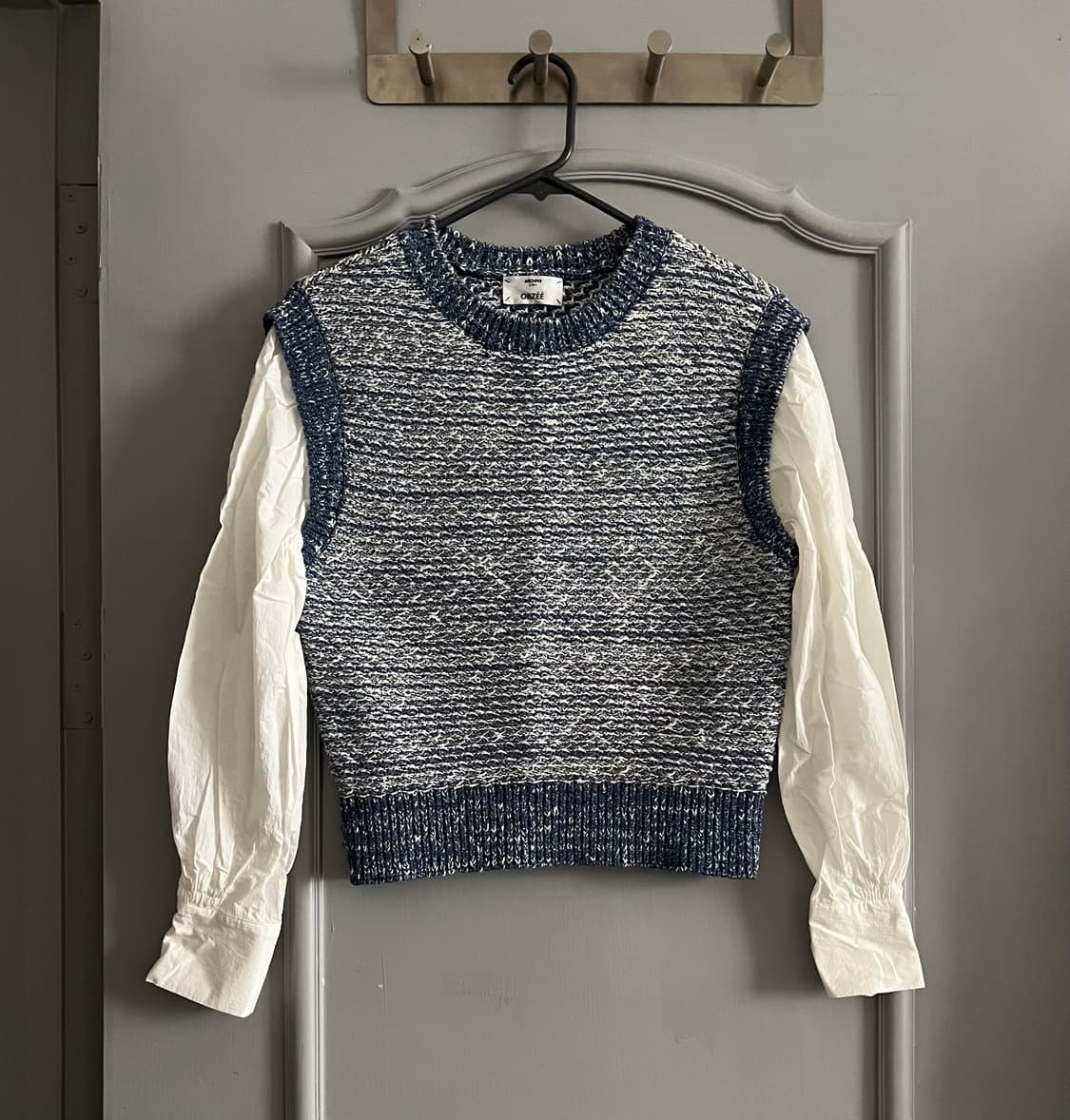 23ss 오브제 트위드 니트 베스트 레이어드셔츠 90사이즈 상품이미지1