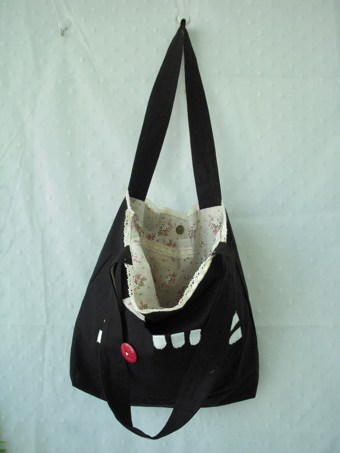 [HAND MADE] 핸드메이드 고양이 포켓 패치워크 숄더백 모리걸 상품이미지2